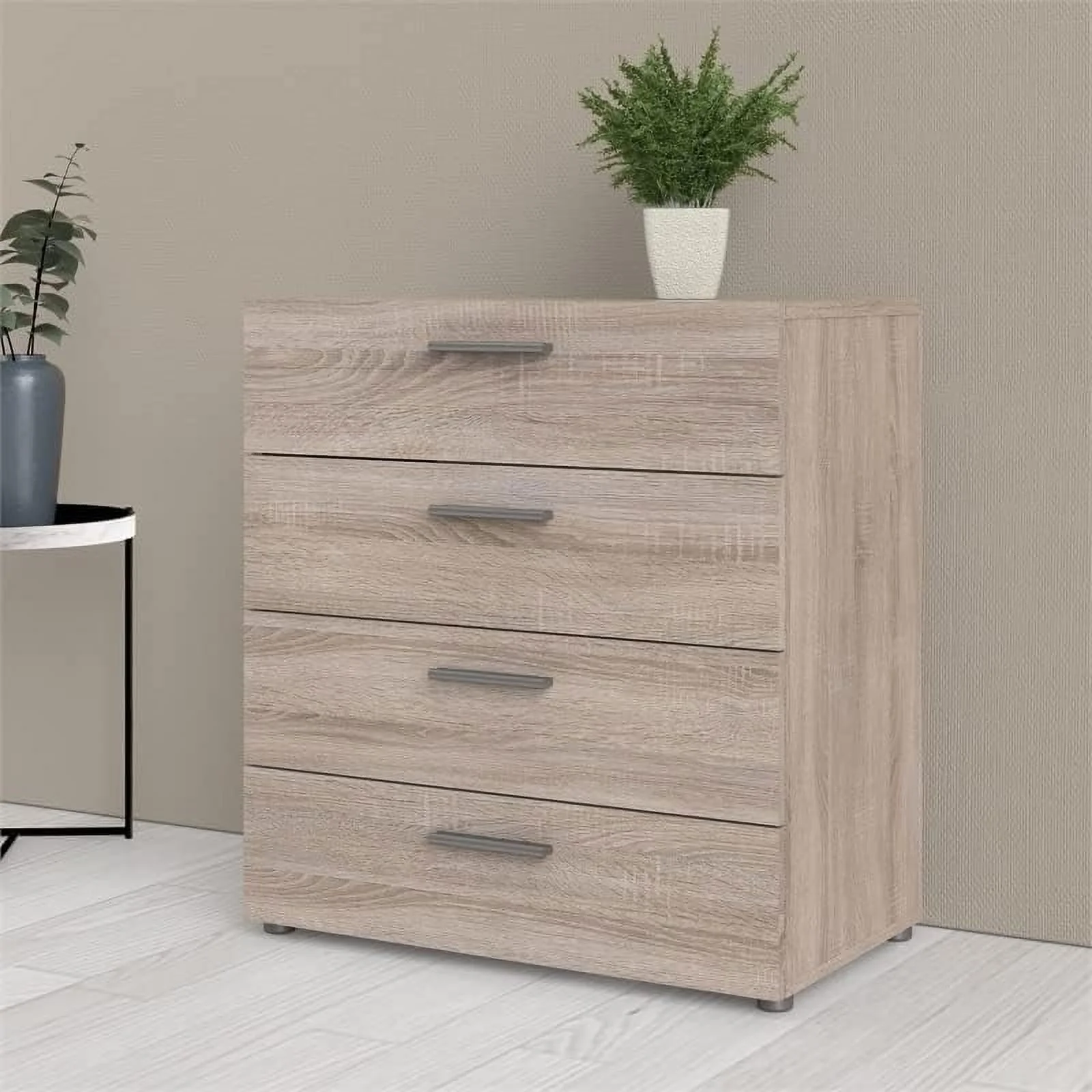 Contemporary 4-Drawer Engineered Wood Chest/Bedroom Dresser In Beige