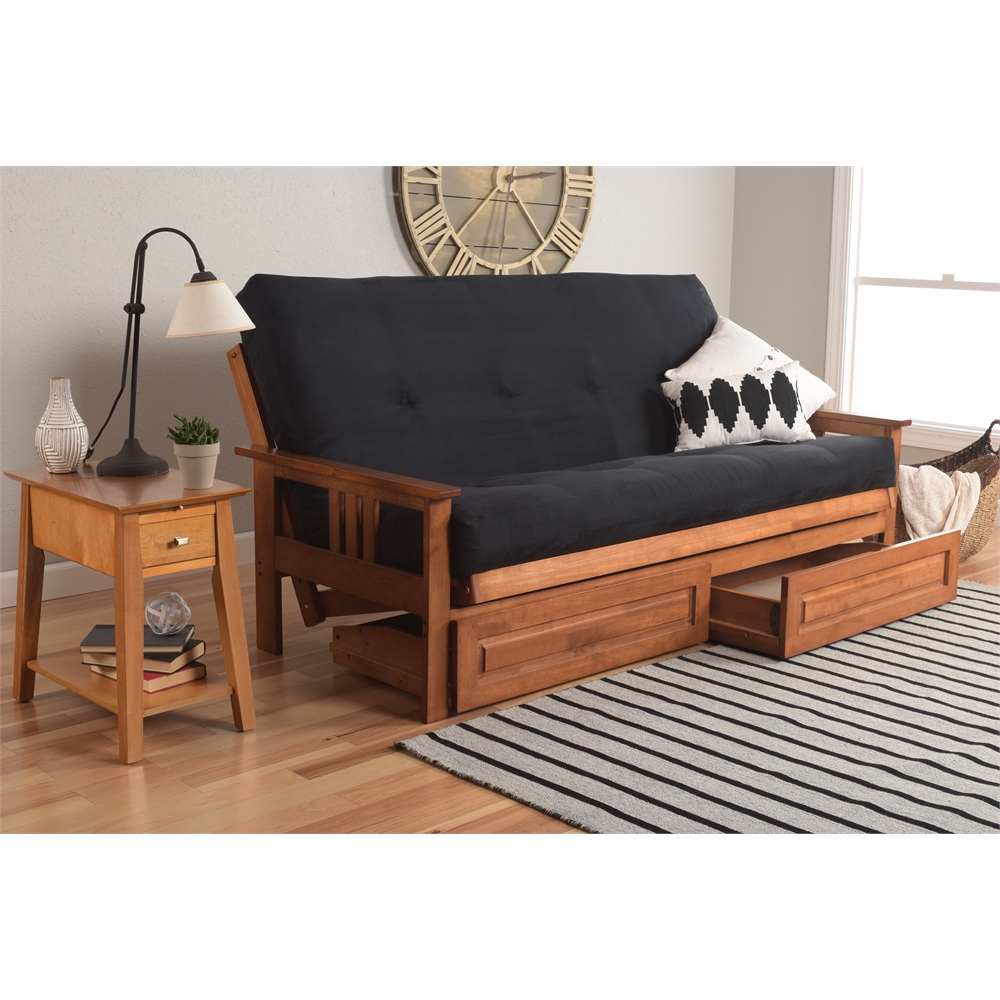 Kodiak Furniture Monterey Futon with Suede Fabric Mattress in Barbados/Black