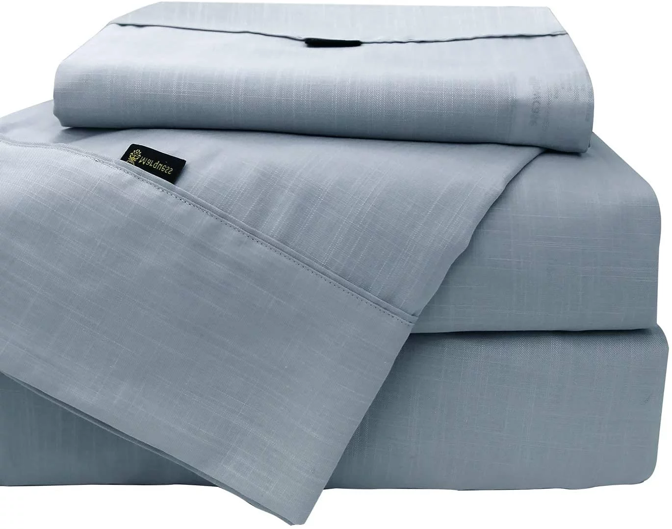 Marquess Cotton Linen Tencel Lyocell Blended Dusty Blue King Colling Bed Sheet Set