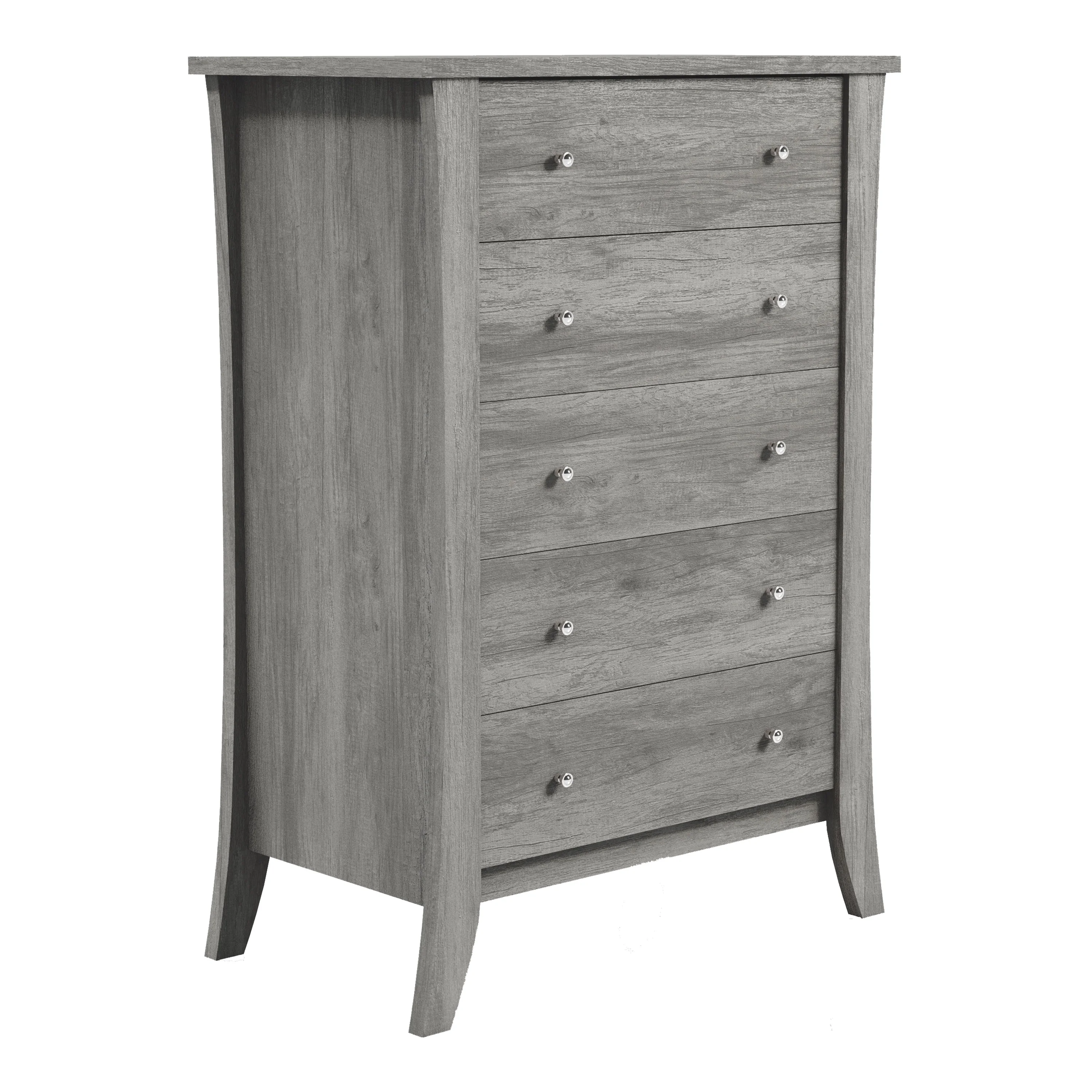 Quake Indoor 5-Drawer Wood Vintage Gray Oak Chest for Bedroom by Furniture of America