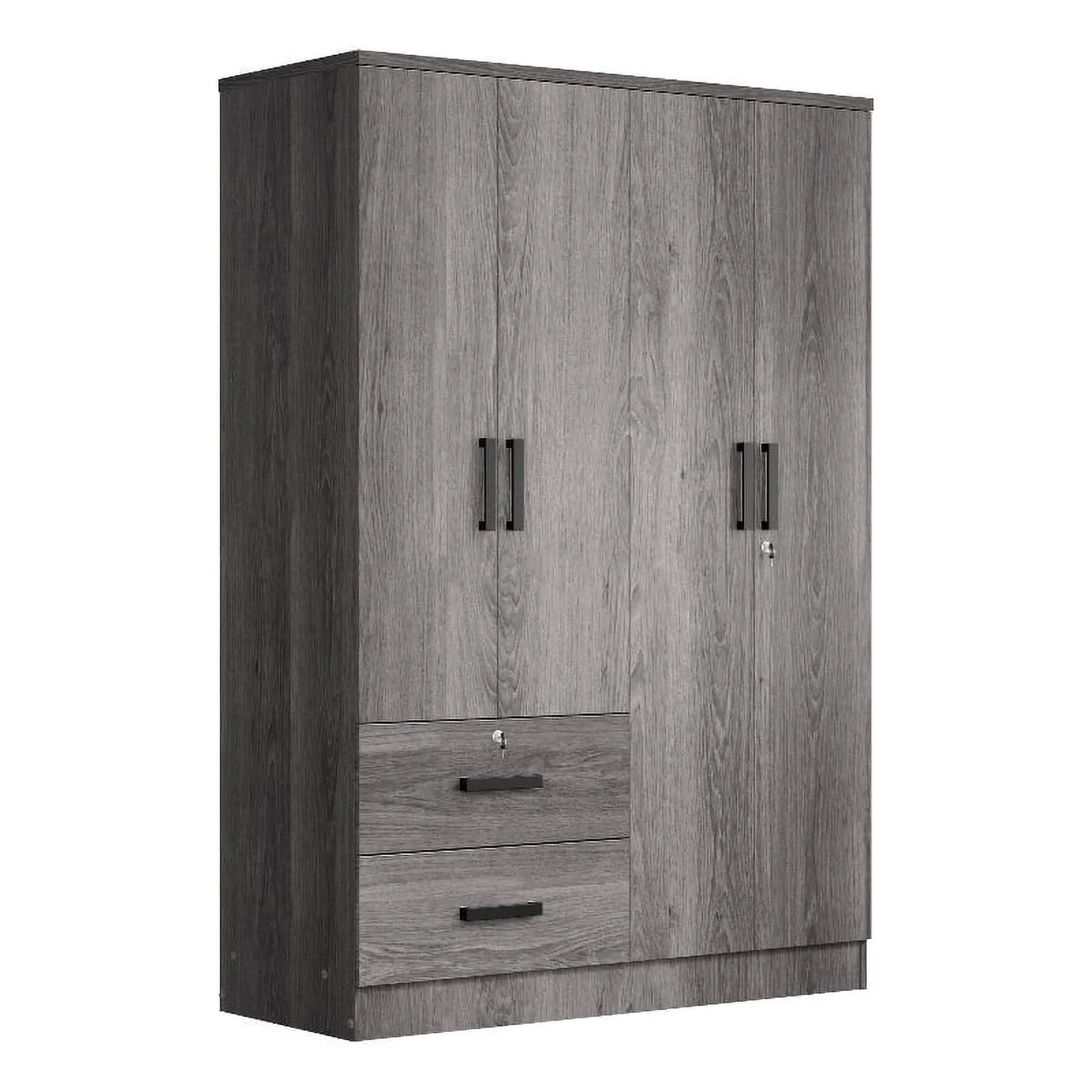Pemberly Row 4 Doors & 2 Drawers Modern Engineered Wood Armoire in Gray