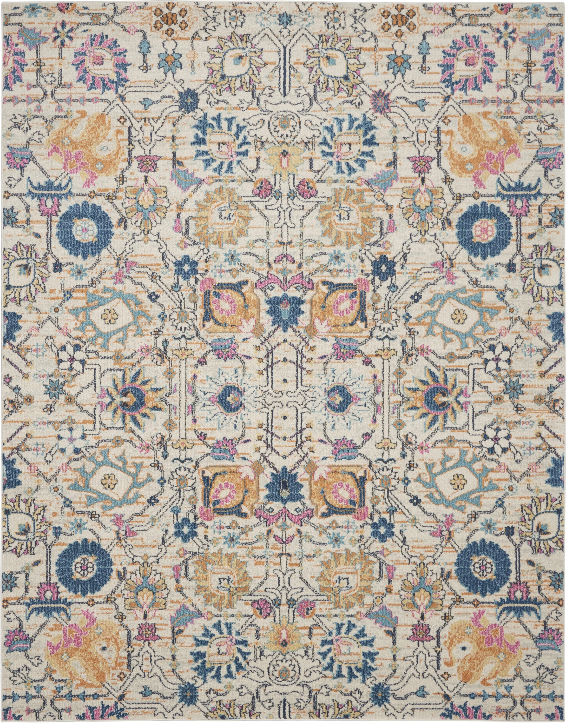 Nourison Passion Ivory/Multicolor 8' x 10' Area Rug, Boho, Moroccan, Bed Room, Living Room, Dining Room, Kitchen, , Easy Cleaning, Non Shedding (8' x 10')
