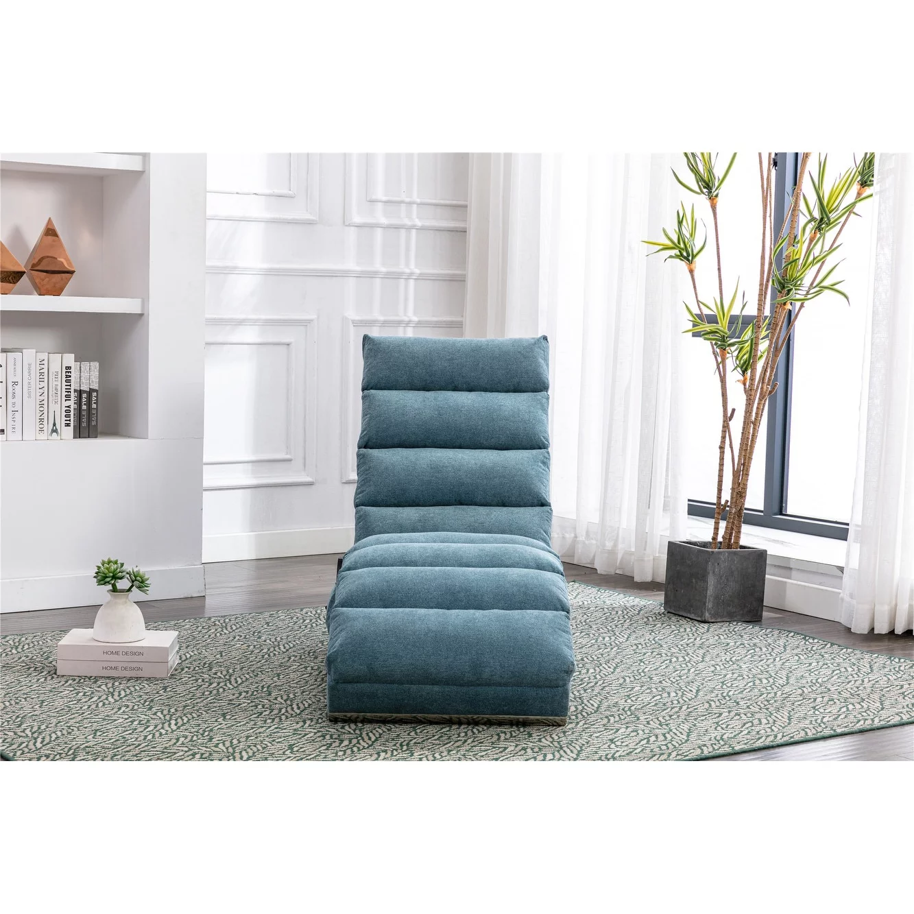 Modern Massage Linen Chaise Lounge Indoor Chair Blue