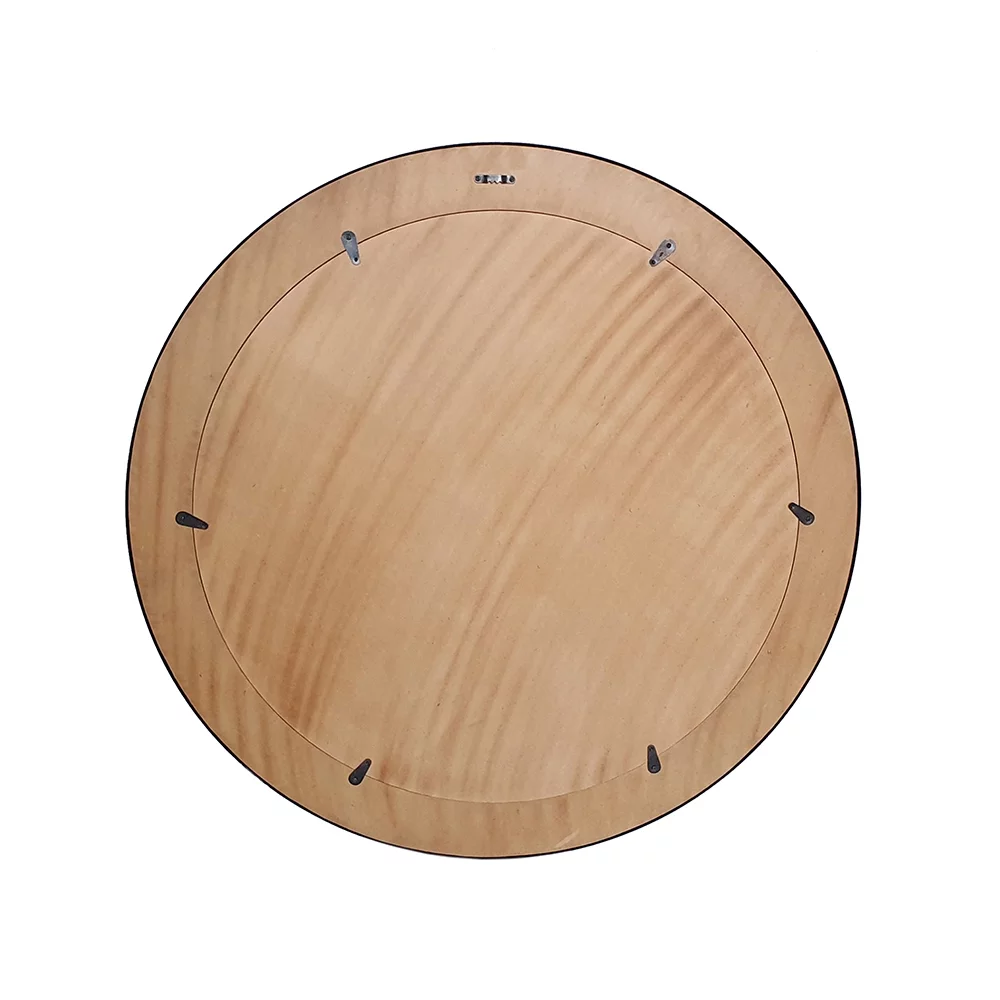 32 Inch Accent Wall Mirror, Round Metal Frame with Agate Inspired Pattern- Saltoro Sherpi