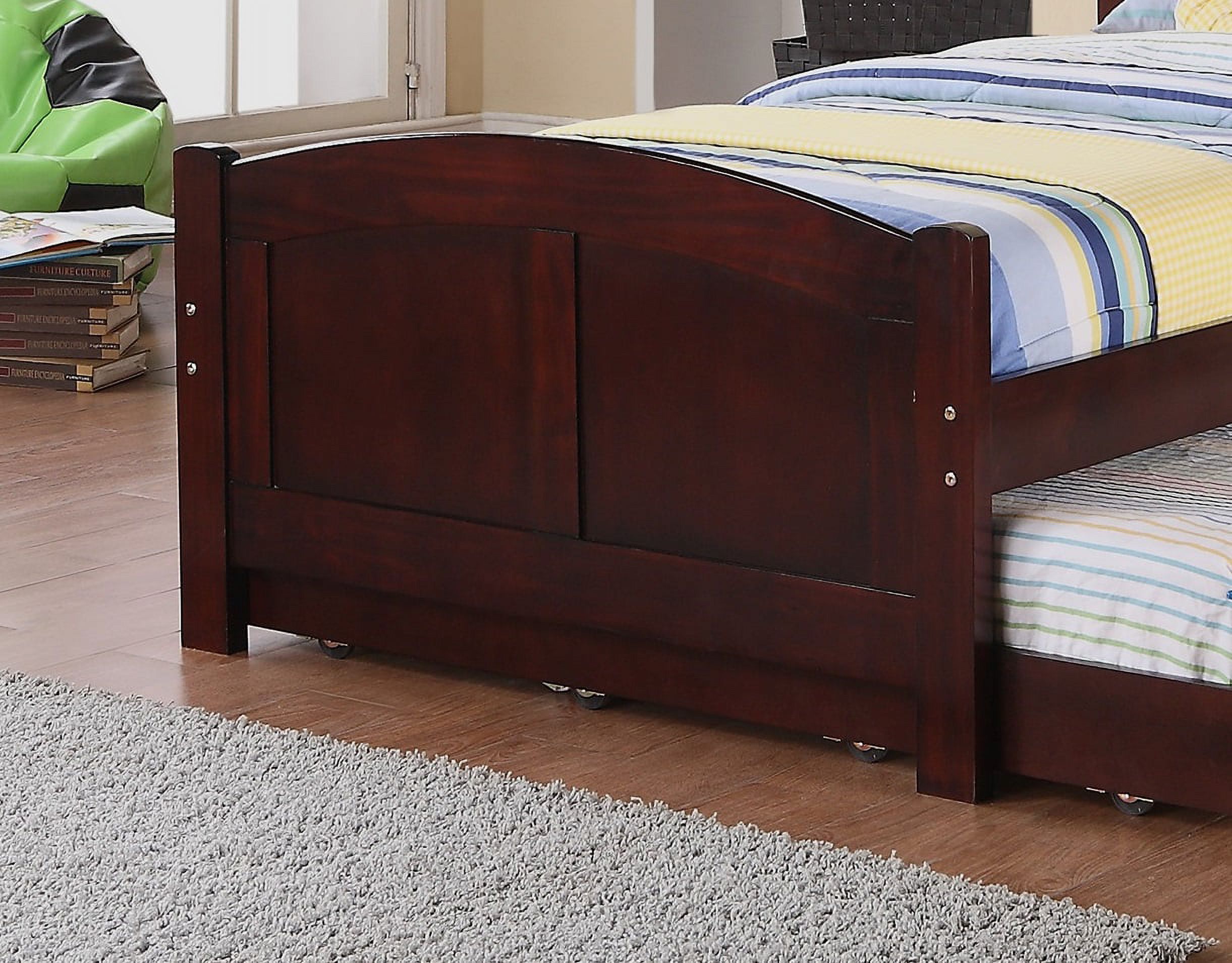 CoSoTower Twin Size Bed W/ Trundle Slats Dark Cherry Pine Plywood Kids Youth Bedroom Furniture