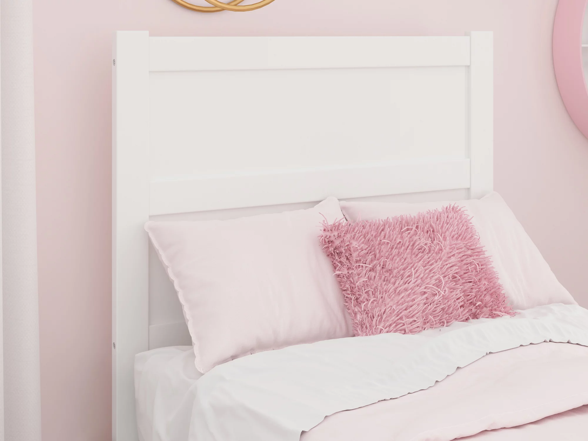 AFI NoHo Modern Panel Wood Headboard with 2 USB Ports, Twin, White