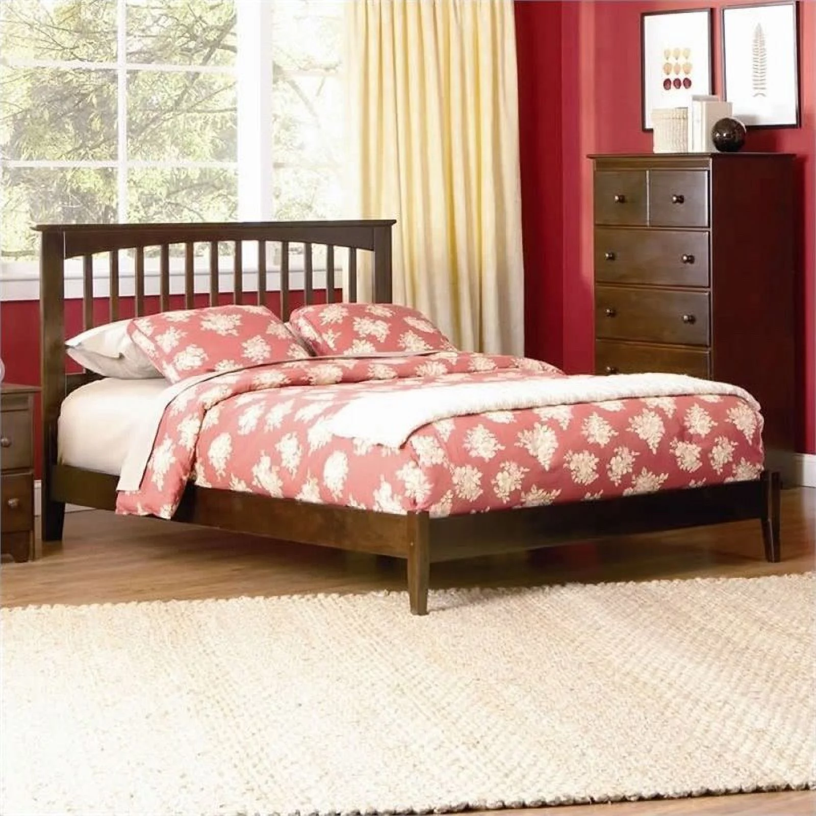 Atlantic Furniture Brooklyn Open Foot Bed - Antique Walnut - Full Size