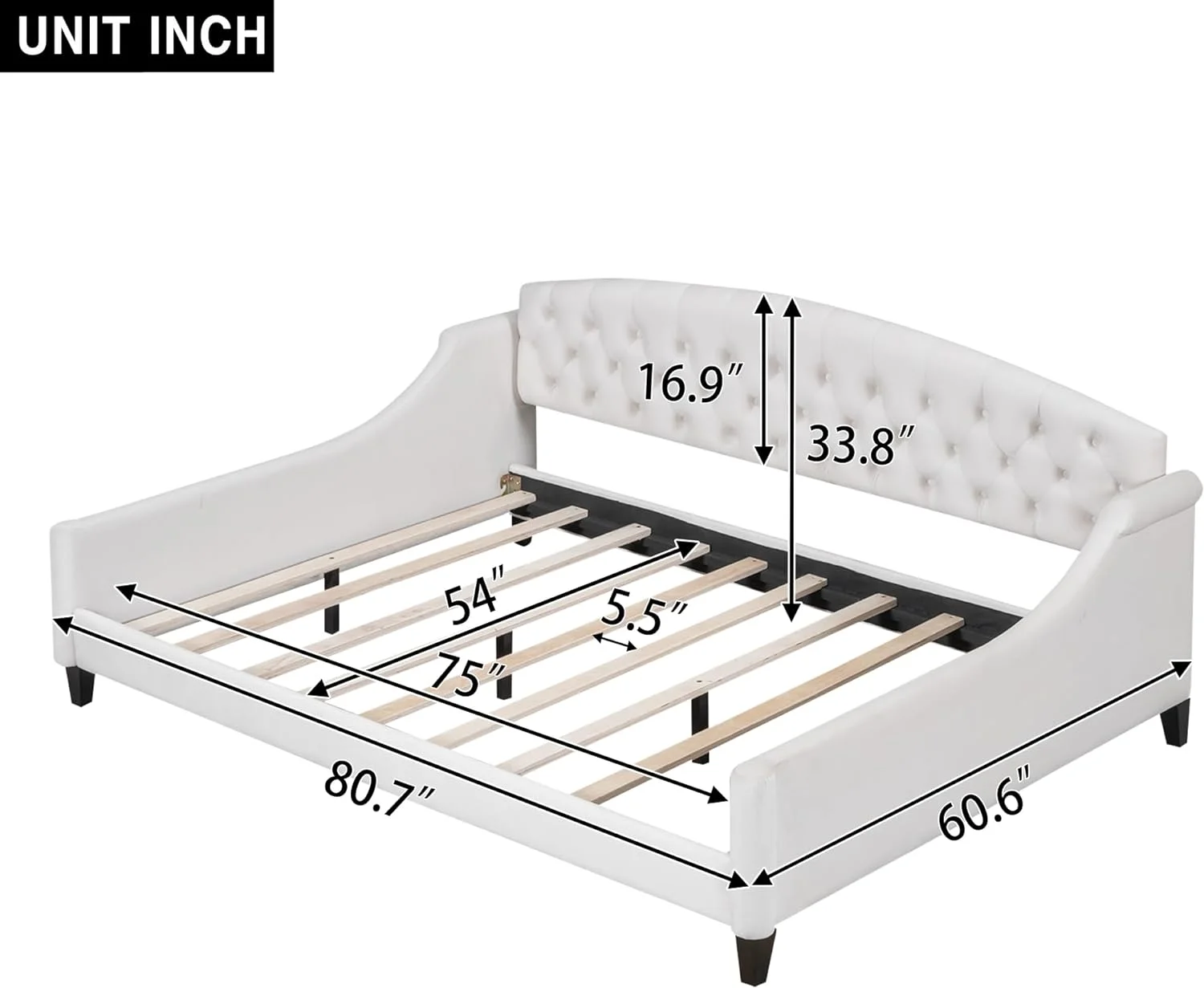 Full Size Daybed, Moder Luxury Tufted Butto Upholstered Full Daybed Sofa Bed For Bedroom Livig Room, Daybed Frame Full Size, Beige