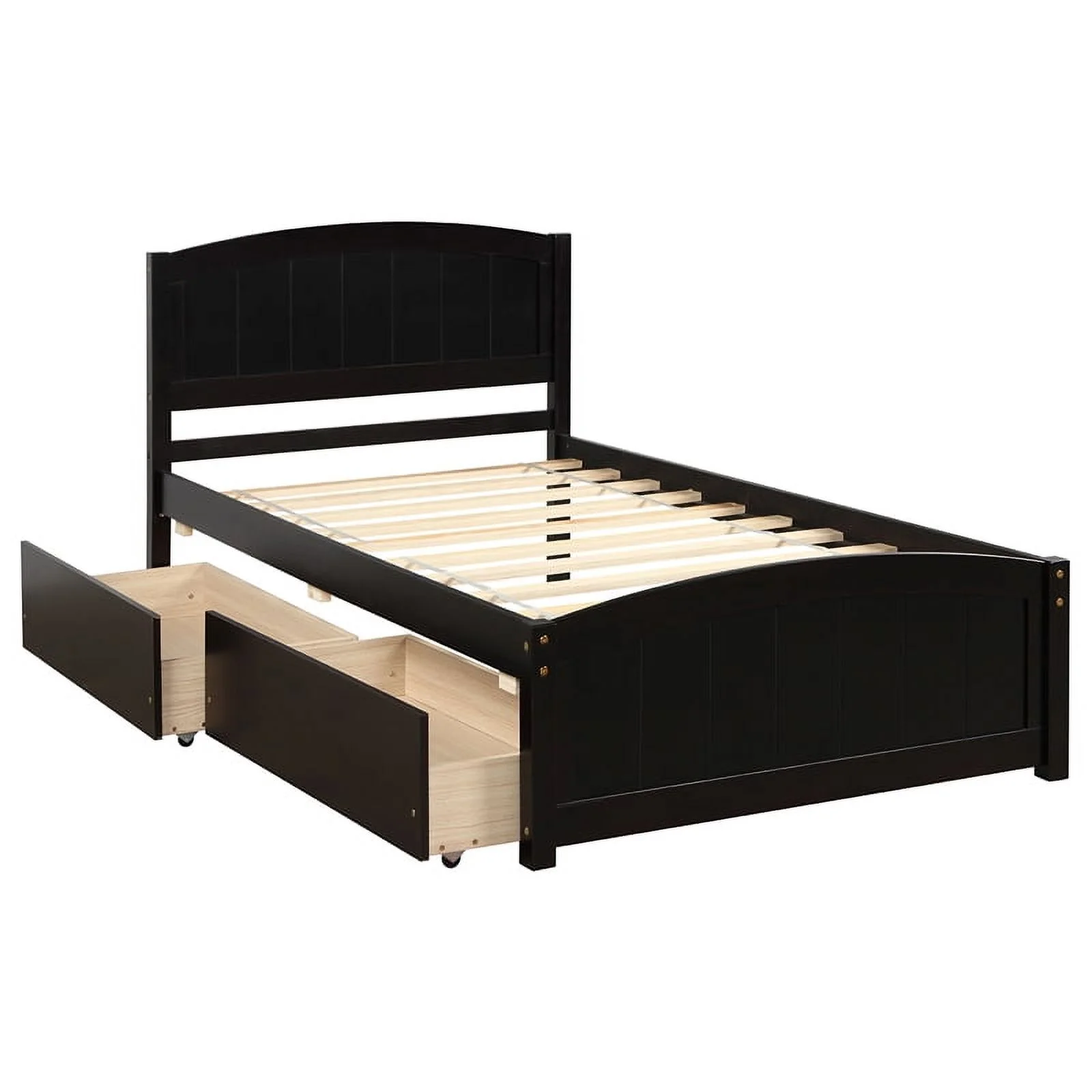 CRO Decor Twin size Platform Bed with Two Drawers (Espresso)