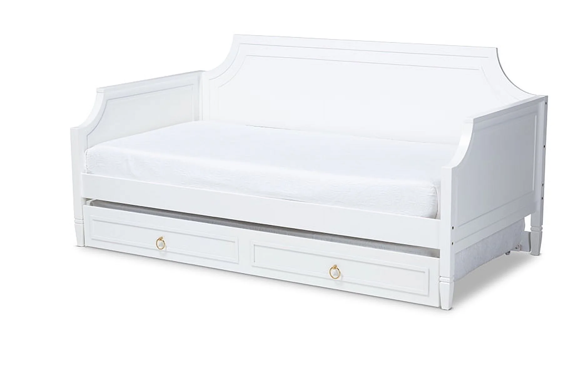 Baxton Studio Mariana Classic and Traditional White Finished Wood Twin Size Daybed with Trundle