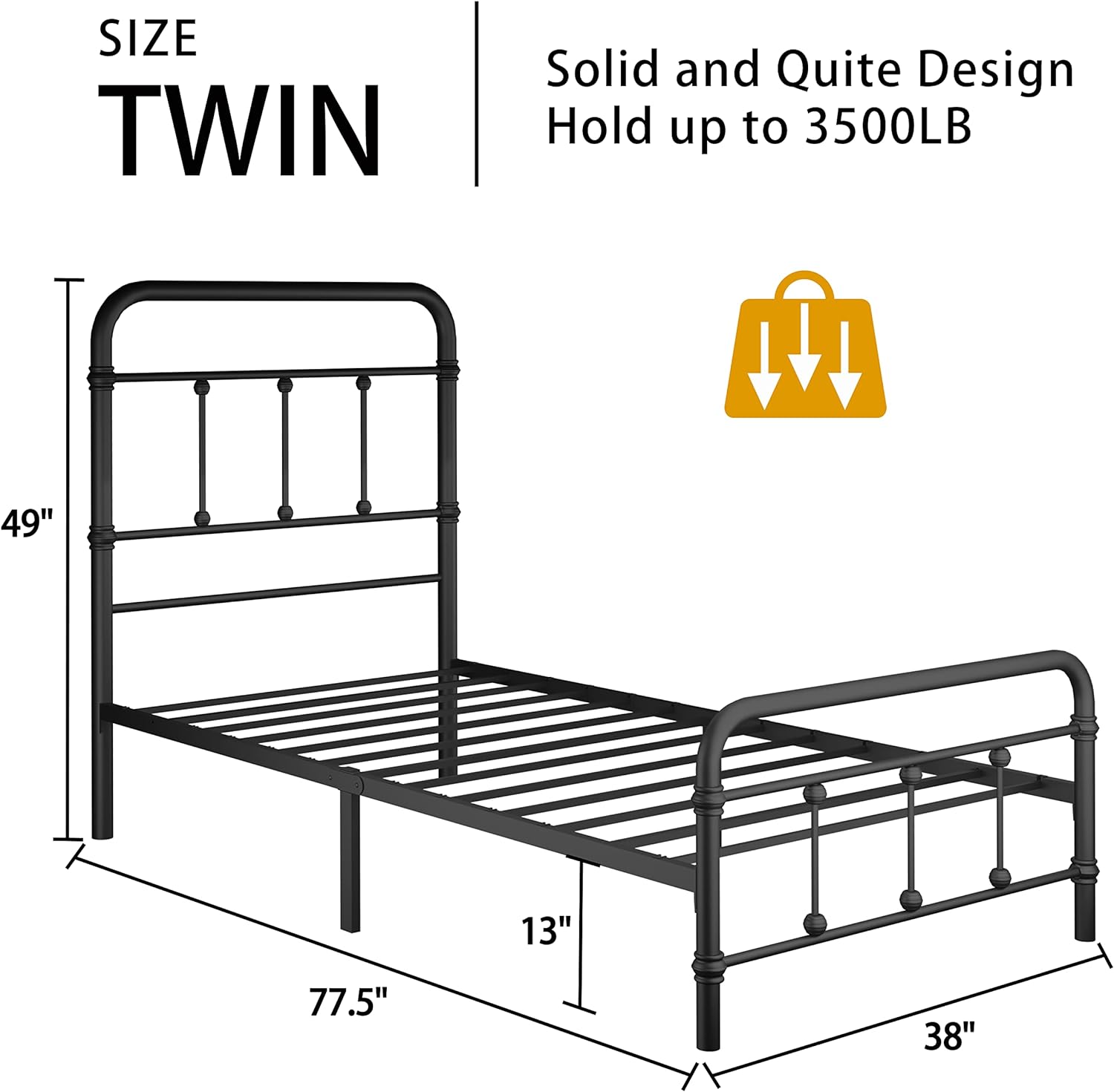 Twin-Bed-Frames-Metal Platform Bed Frame with 49