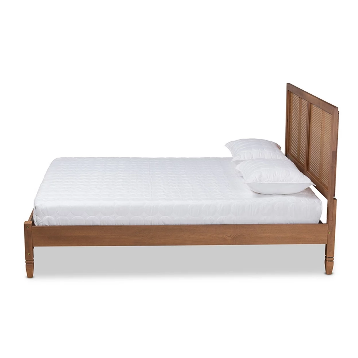 Redmond Walnut Brown Finished Wood and Synthetic Rattan Full Size Platform Bed