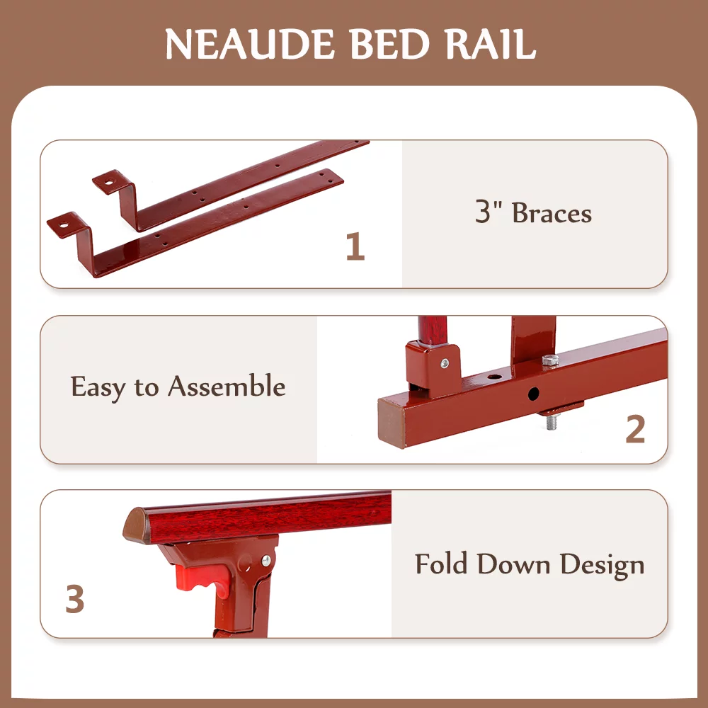 Bed Rails for Elderly Adults Seniors Assist Bar Bed Guard Railings Bedside Grab Bar Cane Assist Handle Half Bed Rail Hospital Safety Fold Down Rails (37