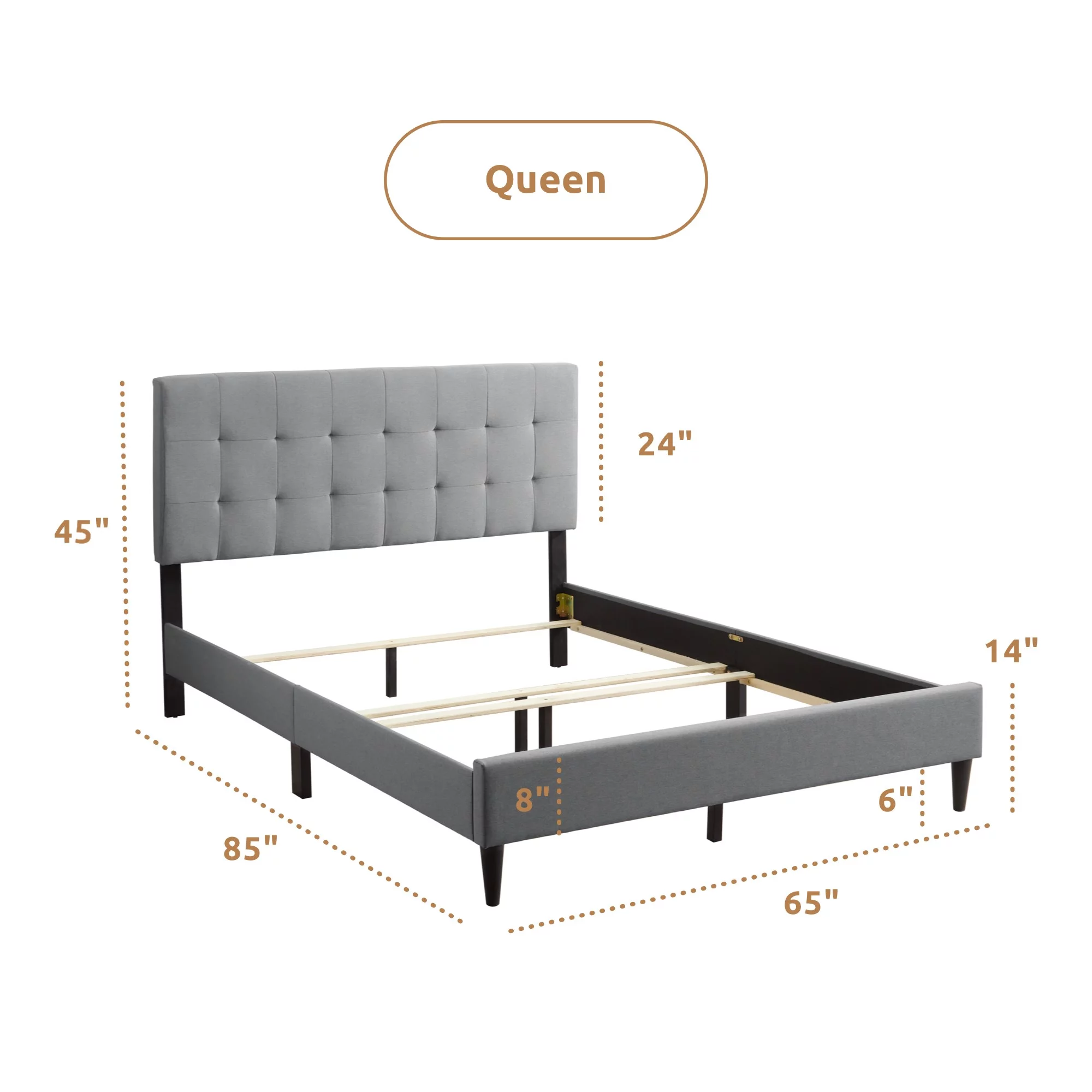 Rest Haven Gresham Tufted Upholstered Bed, Queen, Gray (Box Spring Required)