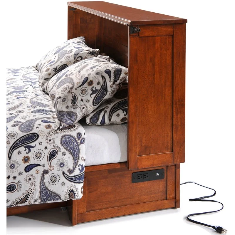 Night and Day Furniture Clover Murphy Cabinet Bed w/Mattress in Cherry