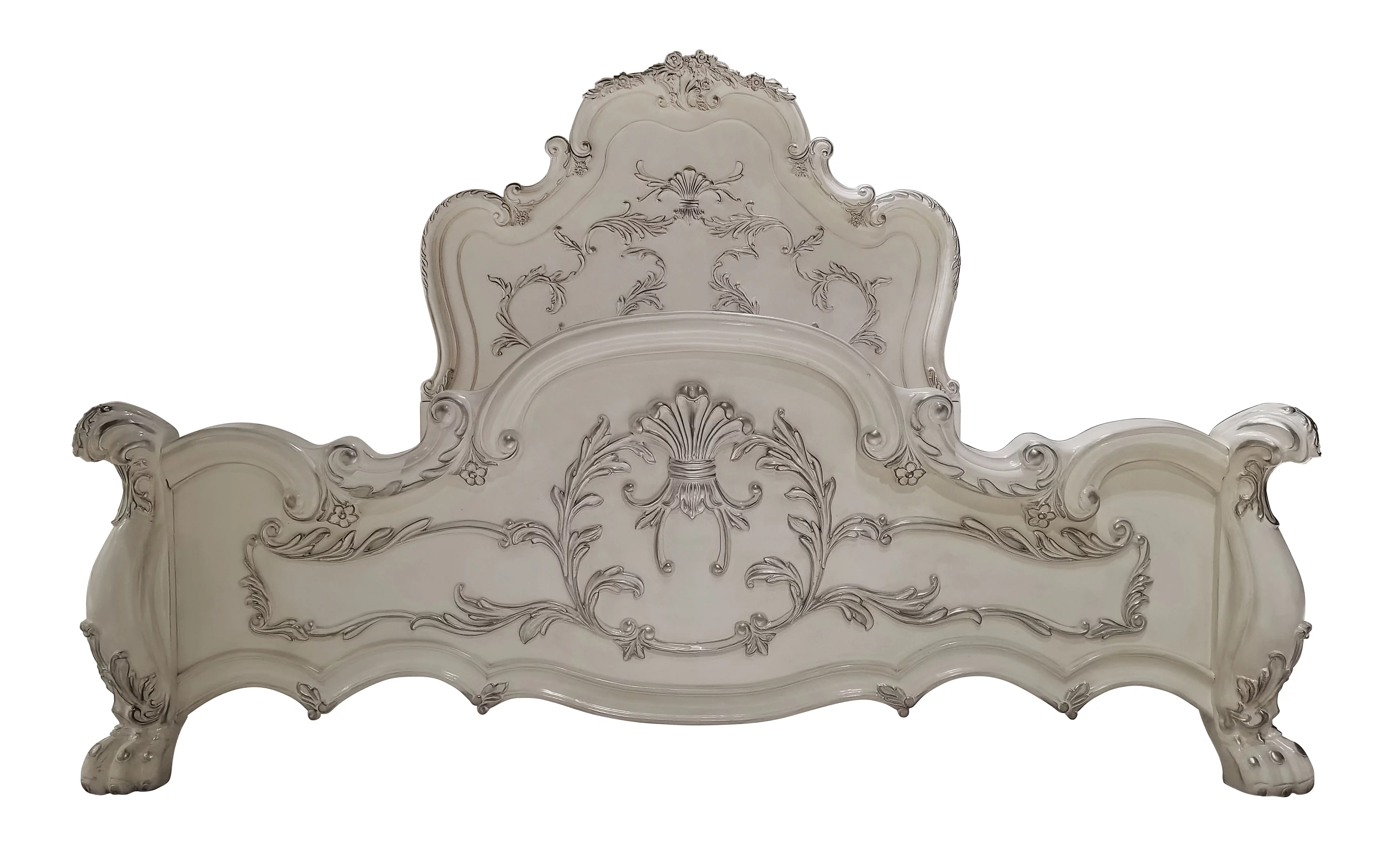 ACME Dresden Wooden California King Bed with Arched Headboard in Bone White