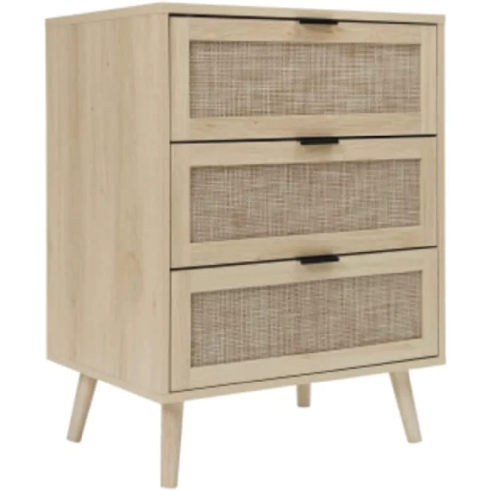 Natural Rattan with 3 Drawers Dressing Table, Suitable for Bedroom, Living Room, Study