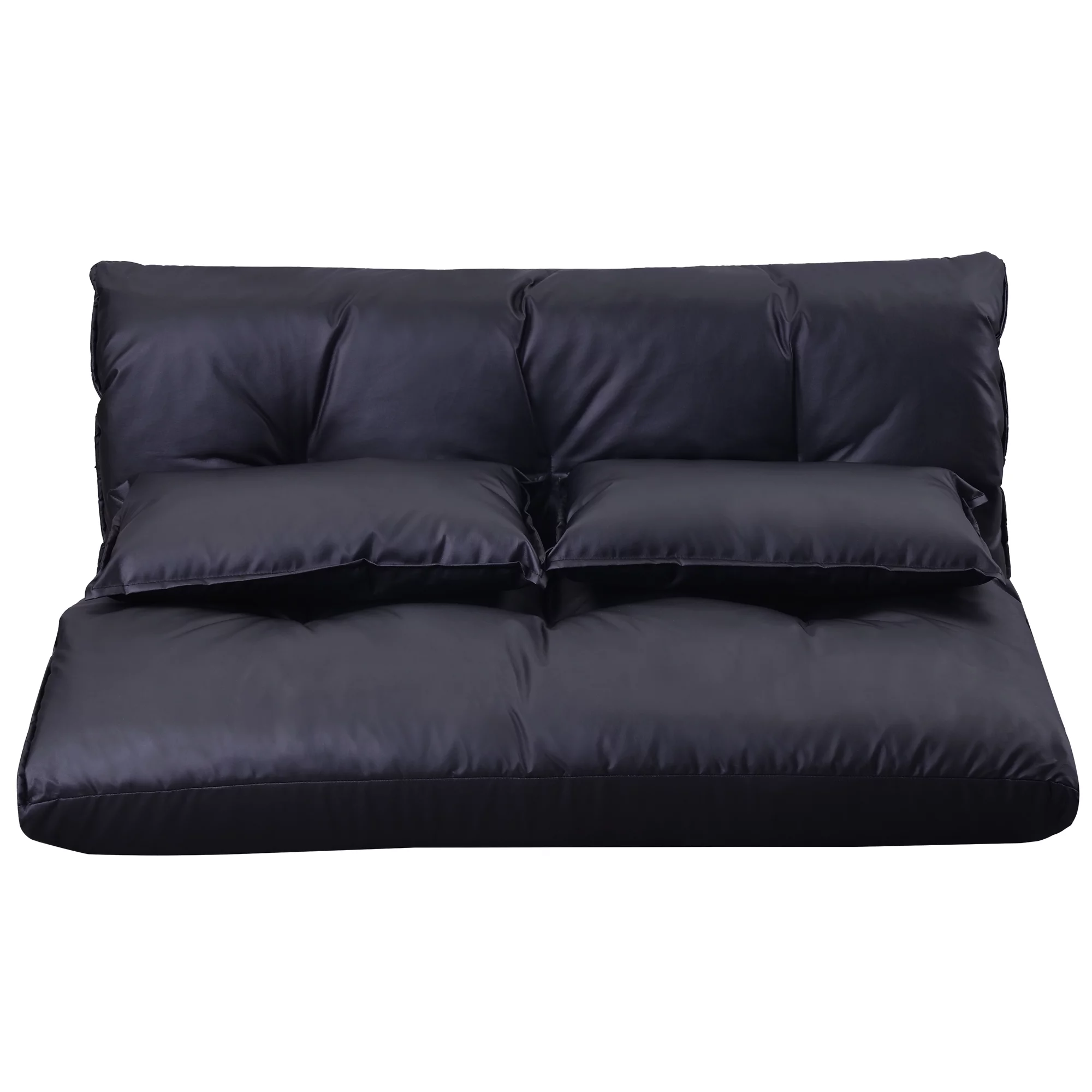 Nestfair Black PU Leather Sofa Bed Adjustable Folding Futon with 2-Pillows