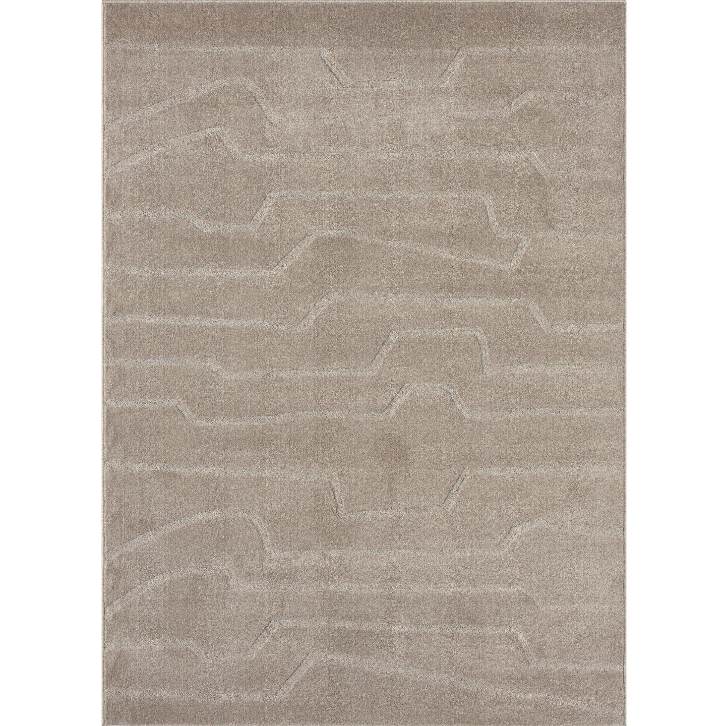 Luxe Weavers Abstract Area Rug Taupe 5x7 Geometric Carpet with High Low Pattern