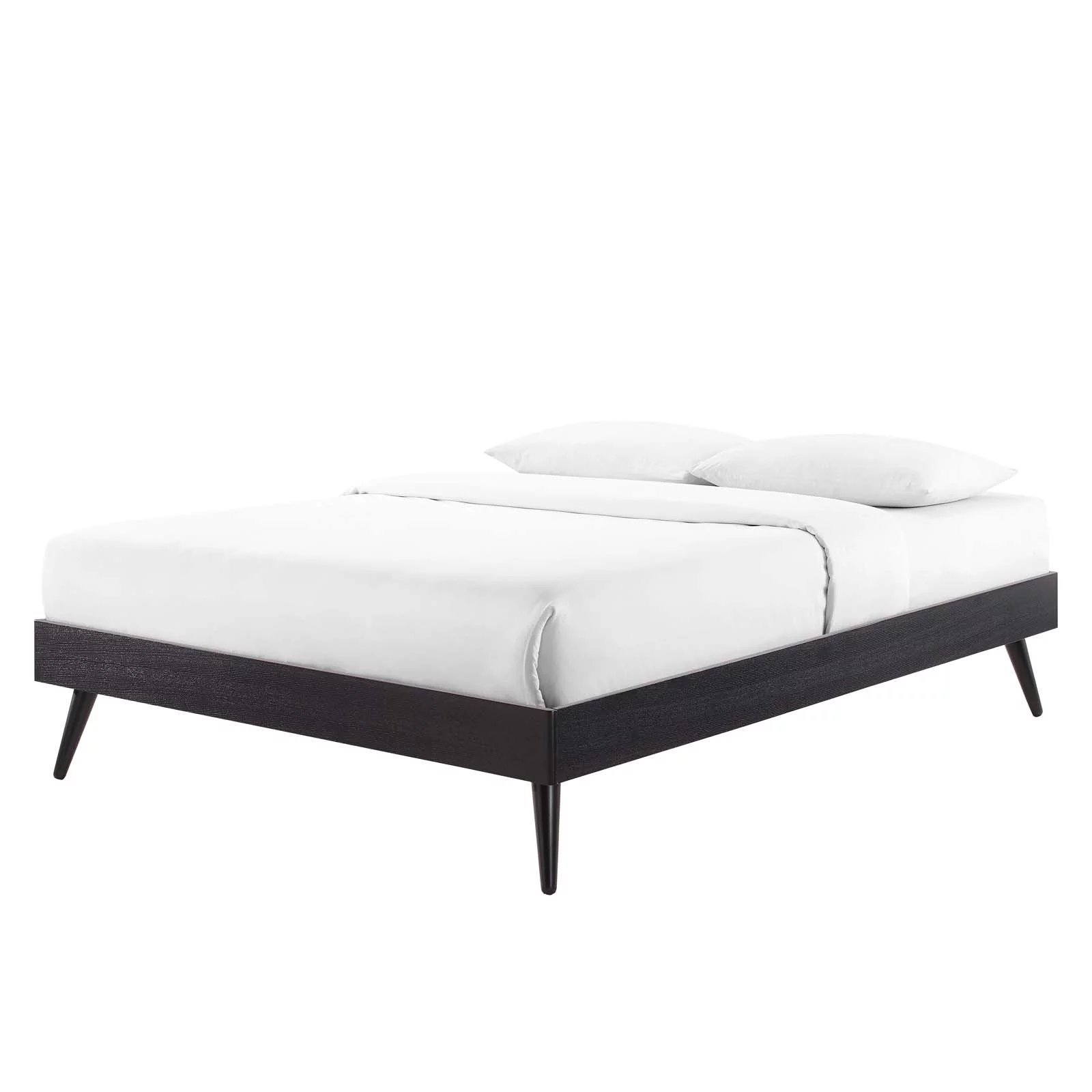 Platform Bed Frame, Queen Size, Wood, Black, Modern Contemporary Urban Design, Bedroom Master Guest Suite