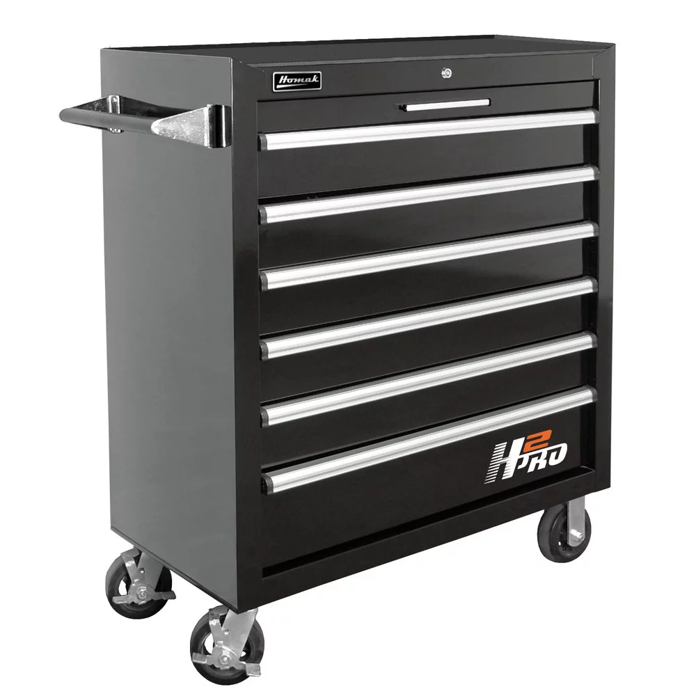 Homak BK04036061 36 in. H2Pro Series 6 Drawer Roller Cabinet (Black)