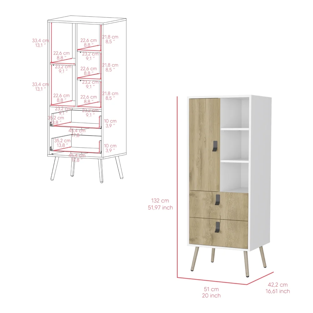 CoSoTower Tall Dresser Magness, Bedroom, White / Macadamia