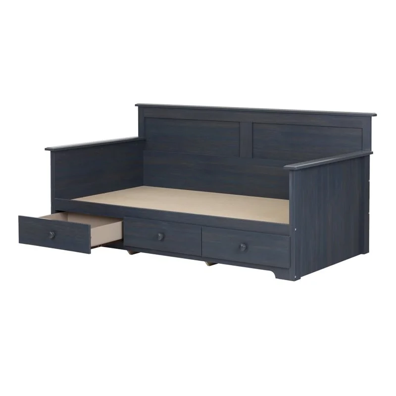 Pemberly Row 3-Drawer Wood/Metal Twin Storage Daybed in Blue
