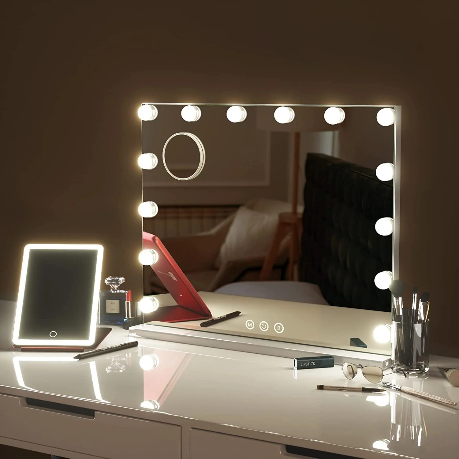 Vanity Mirror with Lights Hollywood Tabletop/Wall-Mounted Makeup Mirror with 14 Dimmable LED Bulbs for Dresser, Bedroom, Bathroom