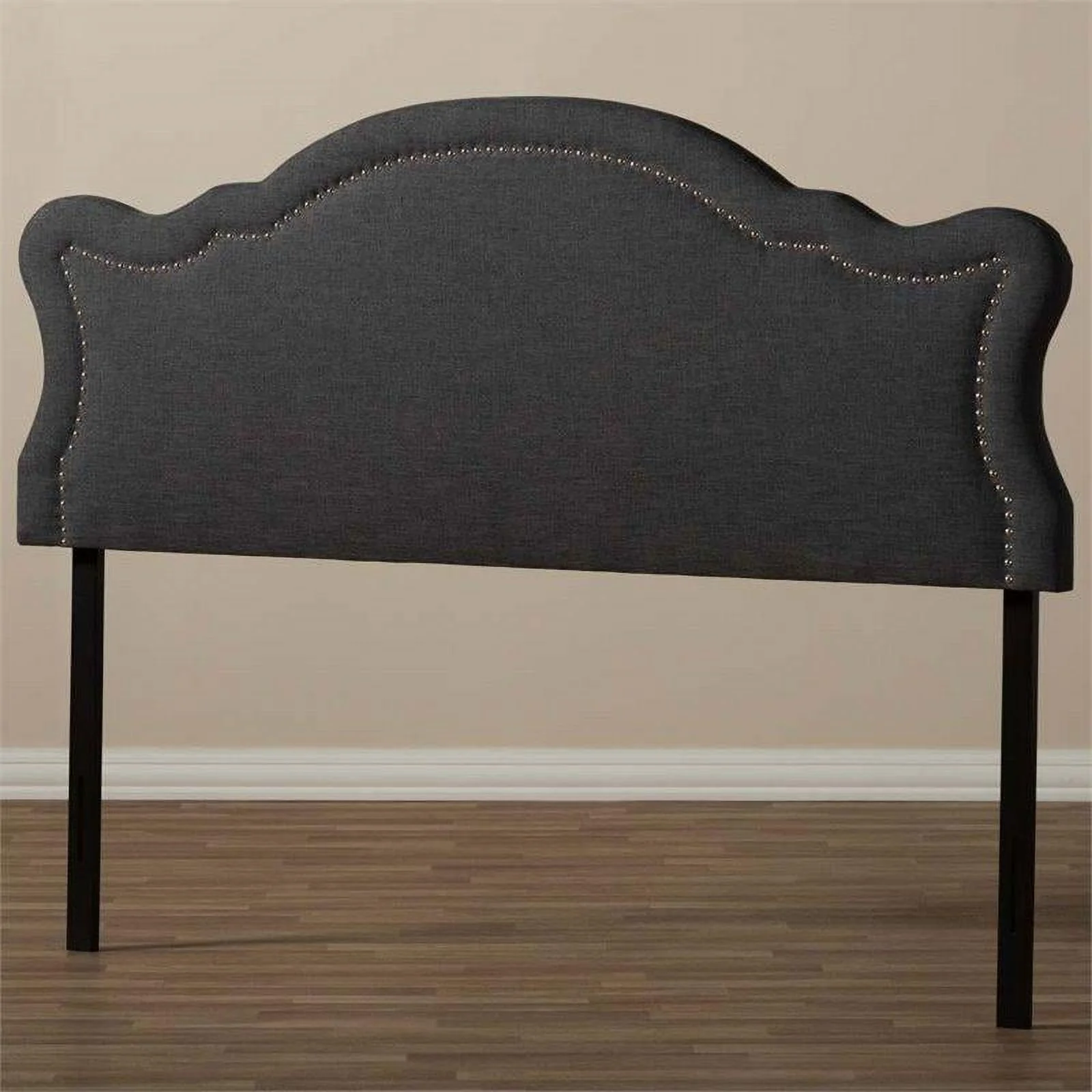 Bowery Hill Contemporary Fabric Upholstered Queen Headboard in Dark Gray