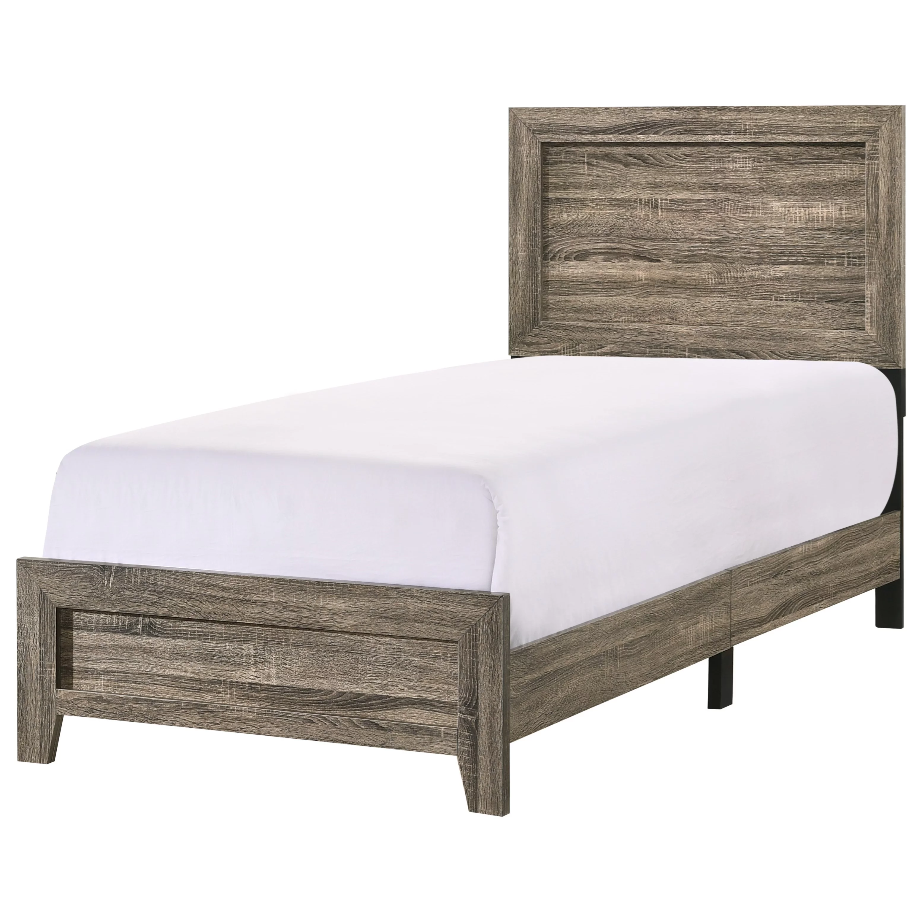 Contemporary 1Pc Twin Size Panel Youth Bed Wooden Home Bedroom Furniture Gray Finish