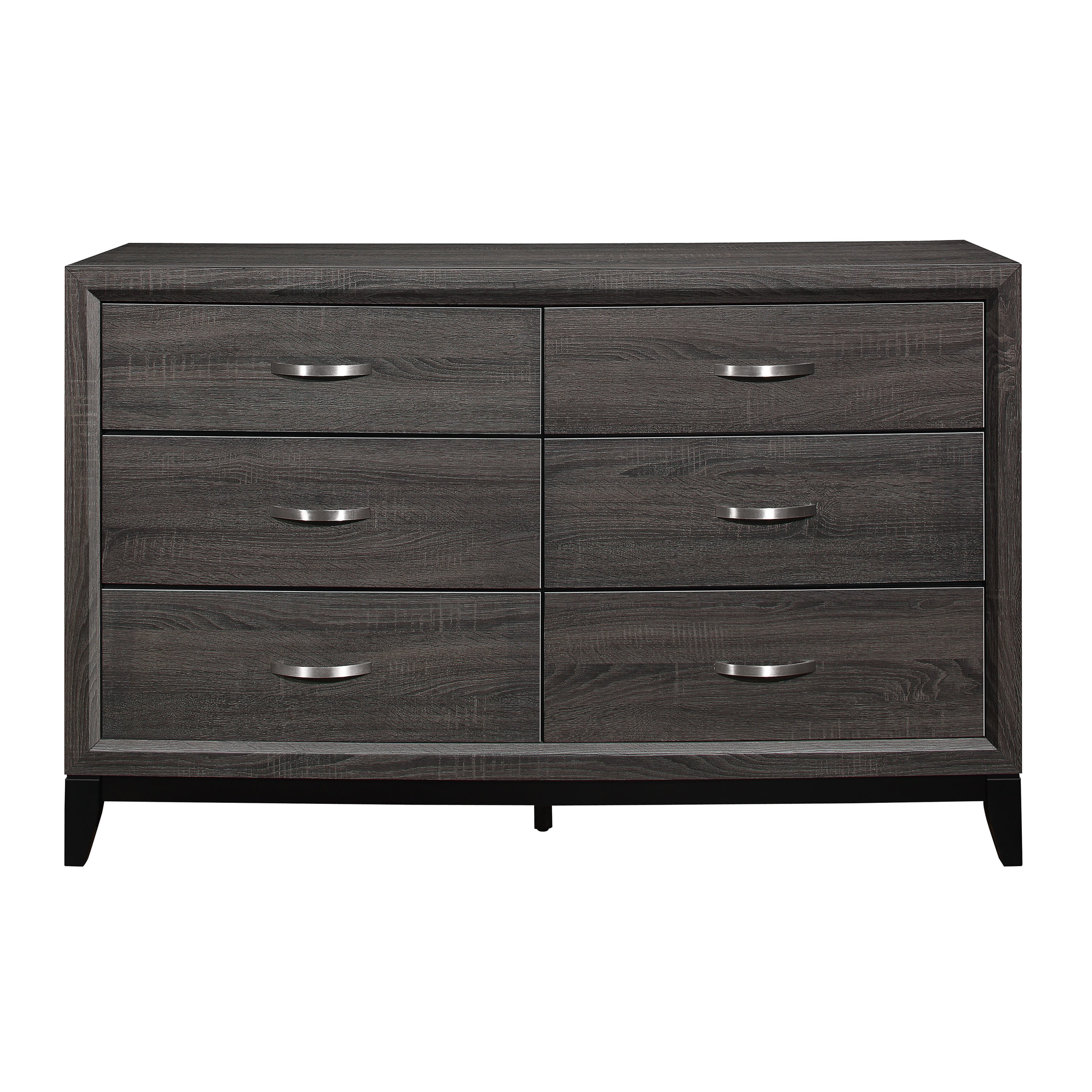 Contemporary 6-Drawer Dresser in Gray Finish with Polished Hardware - Sleek and Stylish Wooden Bedroom Furniture - Perfect for Storage and Organization