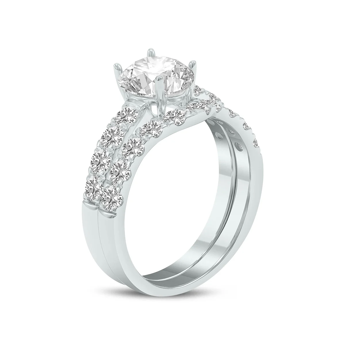 SZUL Women's 3 1/4 Carat TW Oval Lab Grown Diamond Bridal Set in 14K White Gold