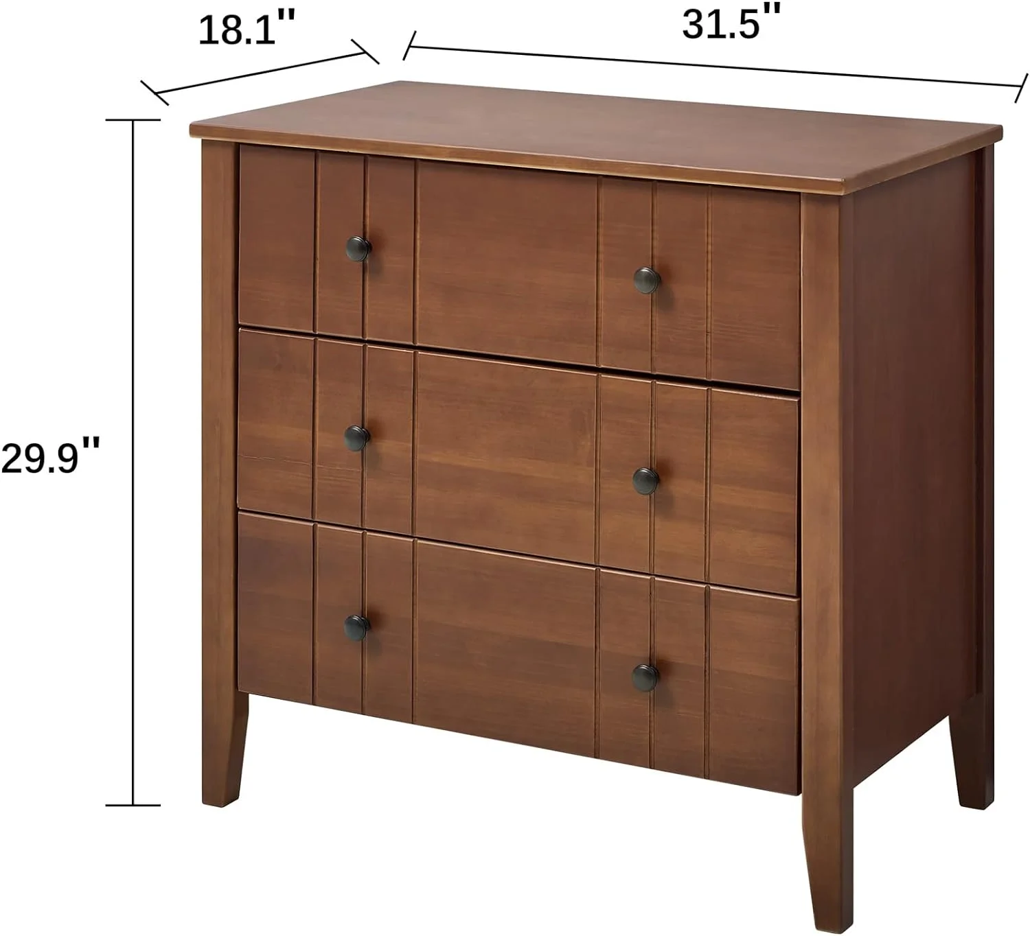 Century Solid Wood Three Drawer Dresser