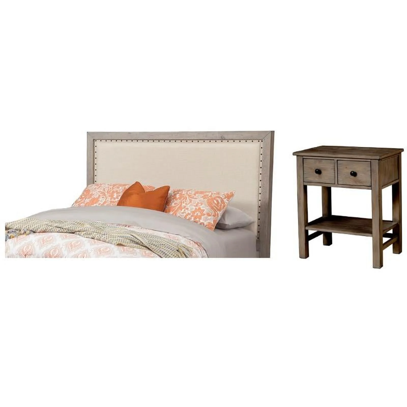 Home Square 2-Piece Set with Classic Standard King Headboard & Nightstand