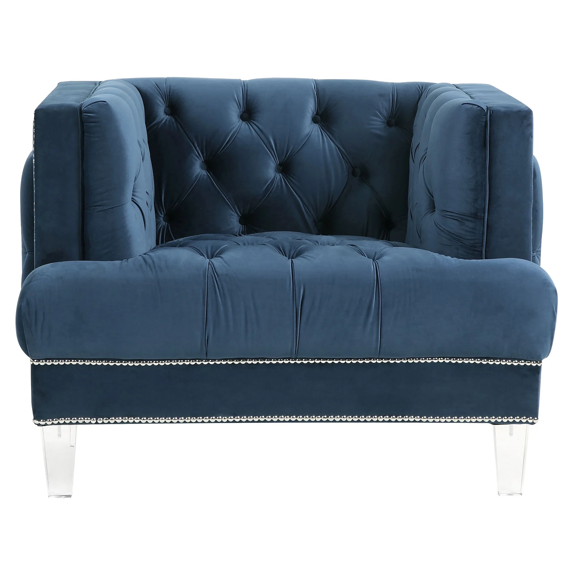 ACME Ansario Recessed Arm Tufted Accent Chair in Blue
