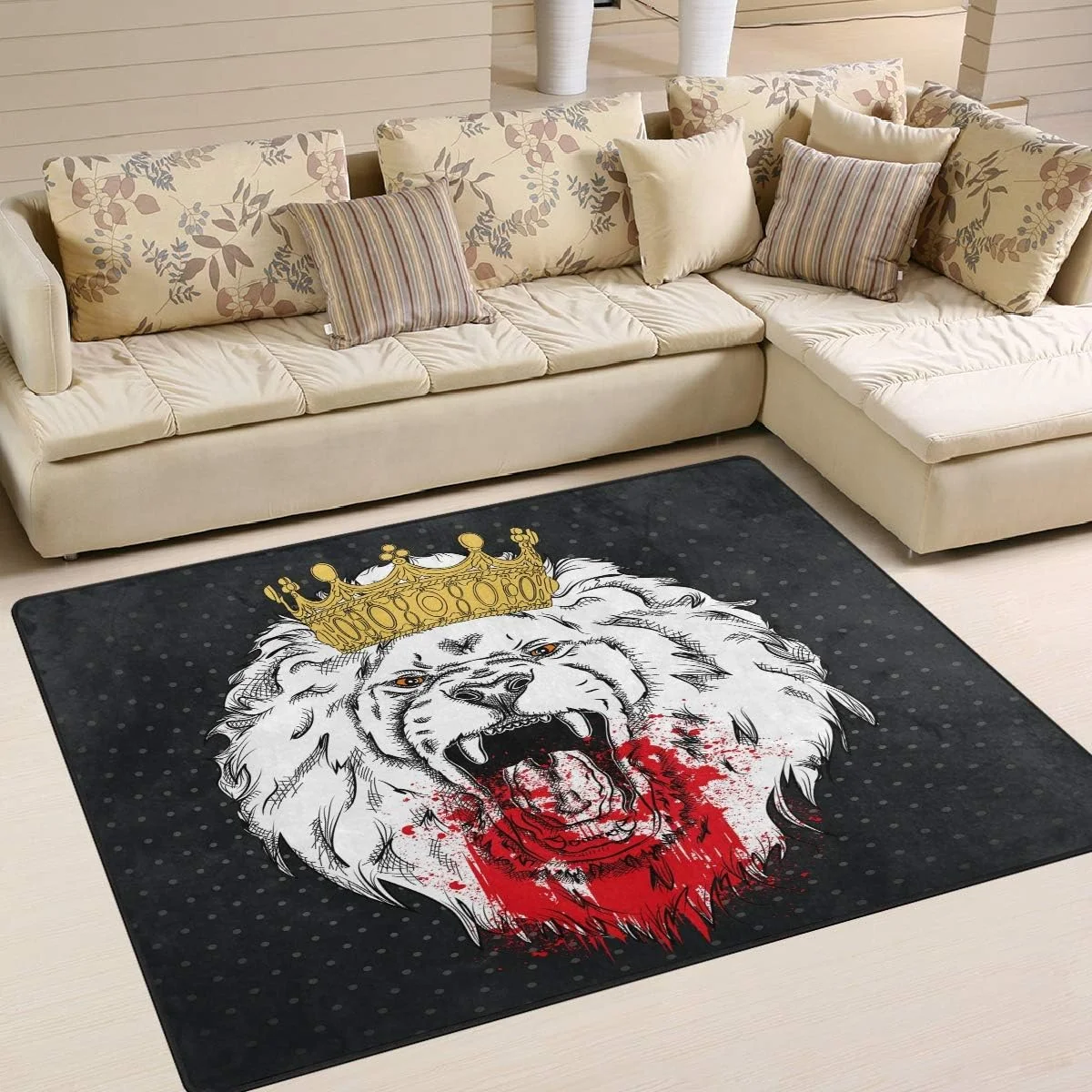 Coolnut Vintage Lion King Animal Blood Area Rug 5x7 Soft Large Area Rugs Indoor Modern Floor&nbsp;Carpet No-Shedding Non-Slip Rectangle Mat for Living Room Entryway Bedroom Kids Room