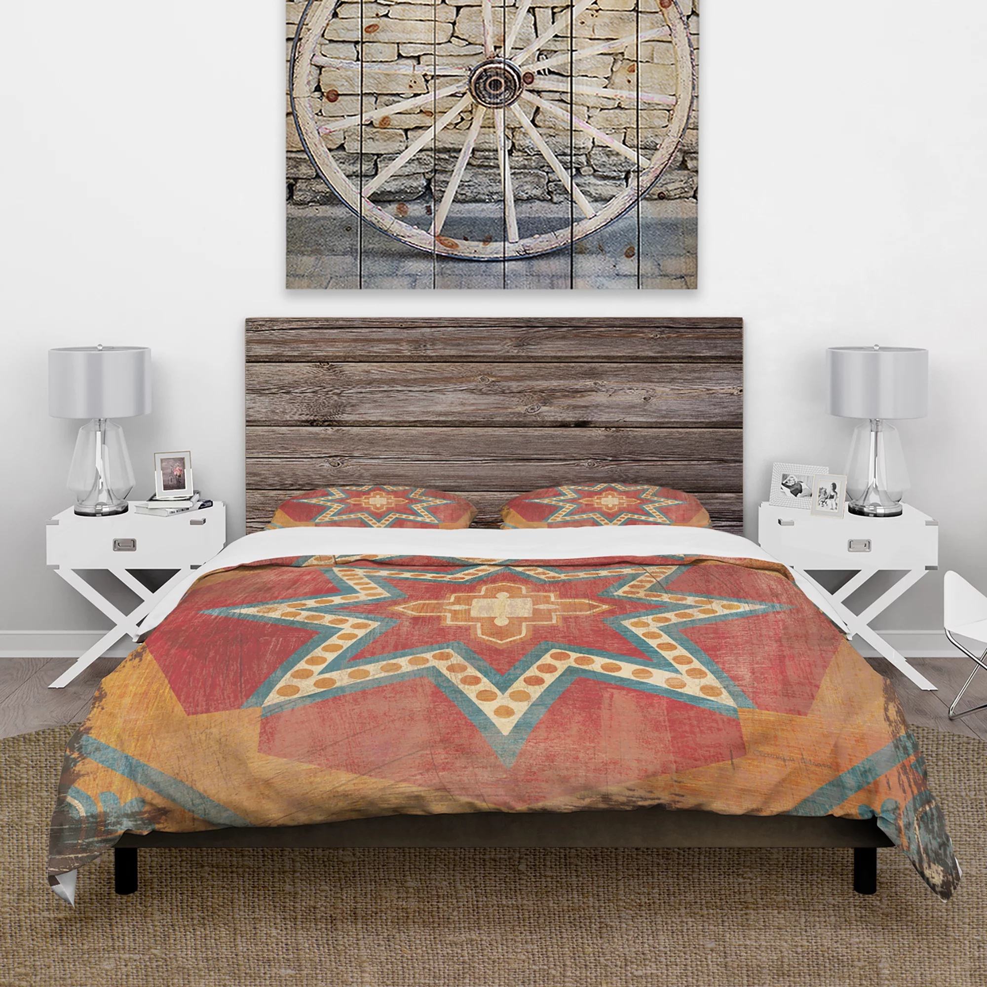 Designart 'Moroccan Orange Tiles Collage I' Cottage Duvet Cover Set