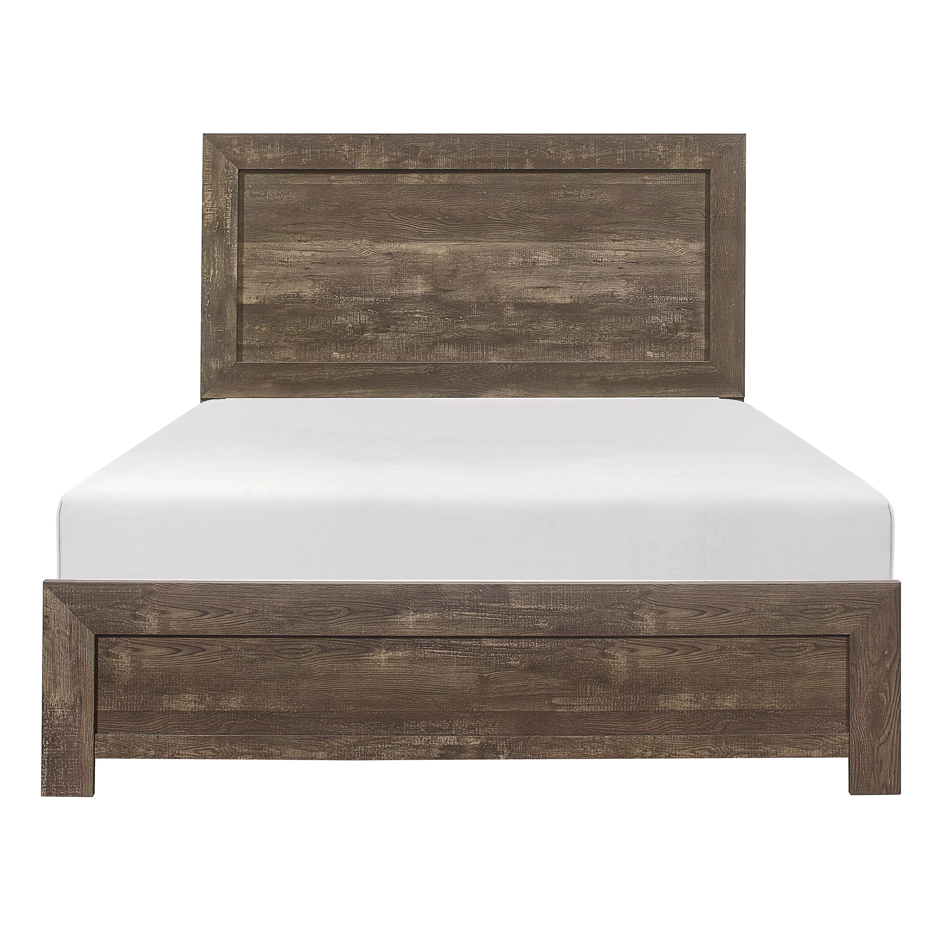 Bedroom Furniture Full Size Sleigh Bed Dresser Mirror Night Stand Rustic Brown Finish