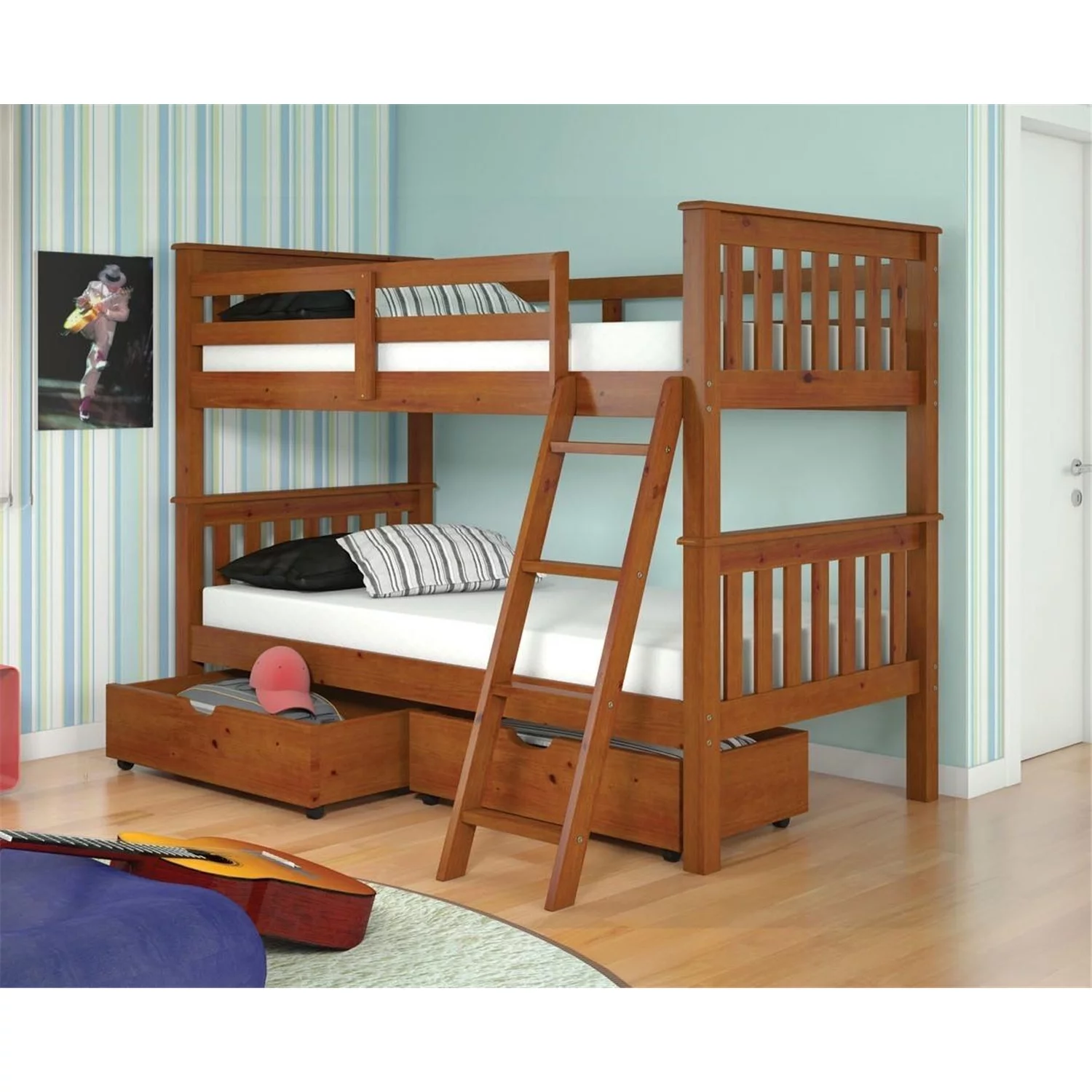 Donco Kids Metal Bunk Bed Storage, Twin-Over-Twin, Light Espresso
