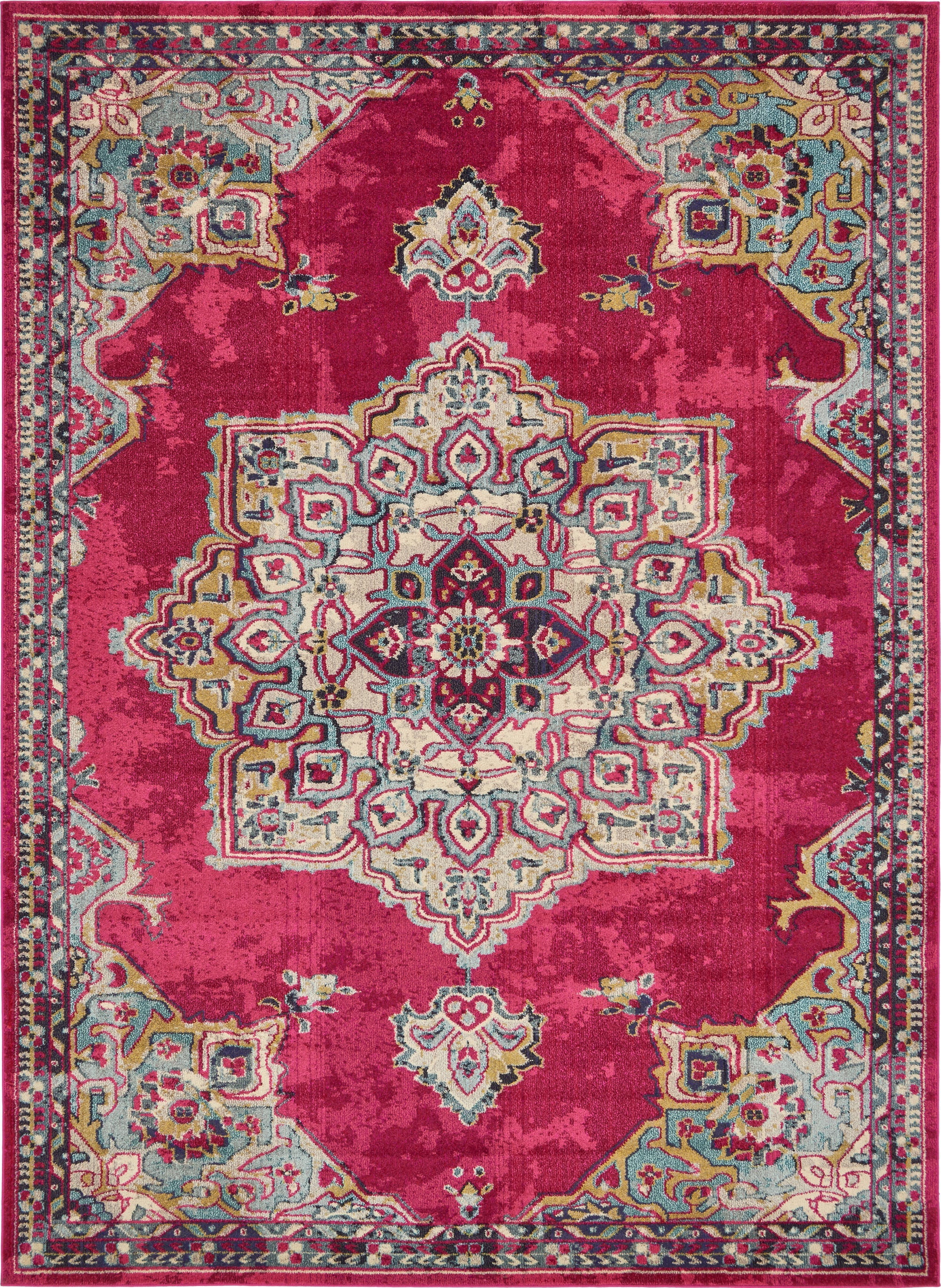 Unique Loom Valencia Medici Rug Pink/Beige 10' 6