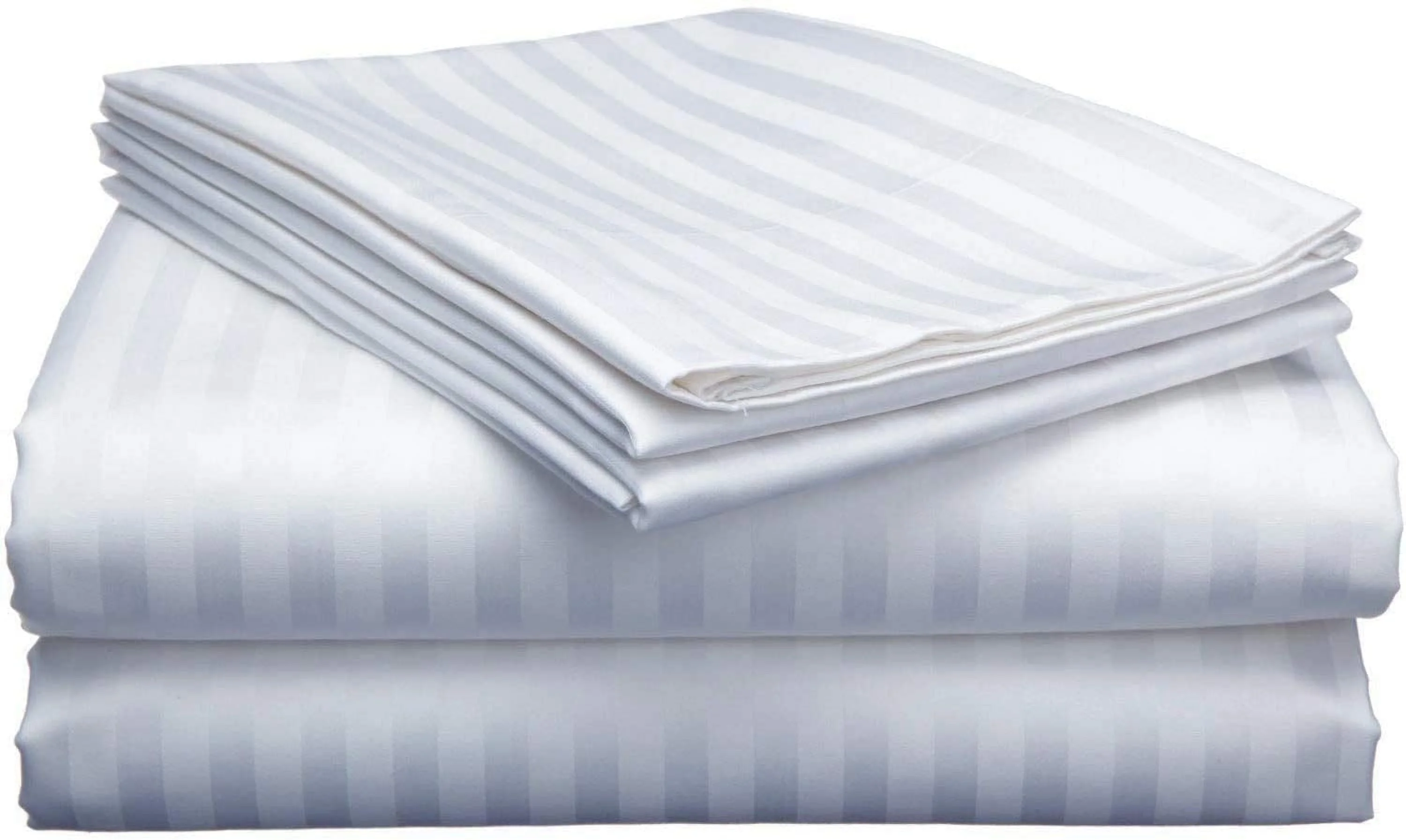 700 Thread Count 4 Piece Quality Sheet Set 21 Inch Deep Pocket 100% Egyptian Cotton Color White Stripe Size King