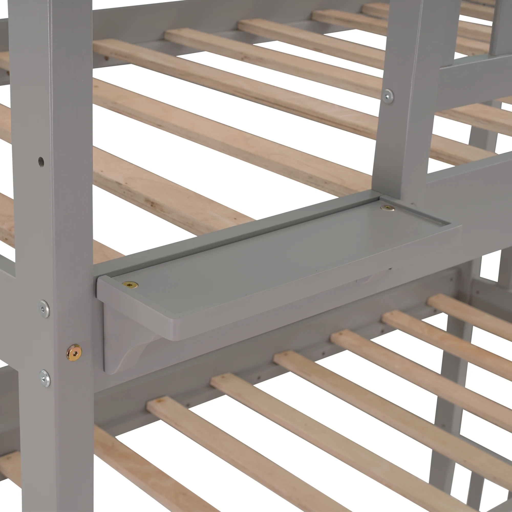 Nestfair Gray Twin-Over-Twin-Over-Twin Triple Bunk Bed with Slide