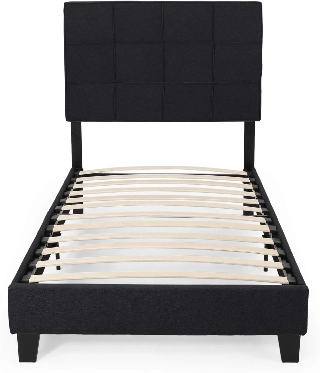 Nancy Contemporary Upholstered Bed Platform, Black