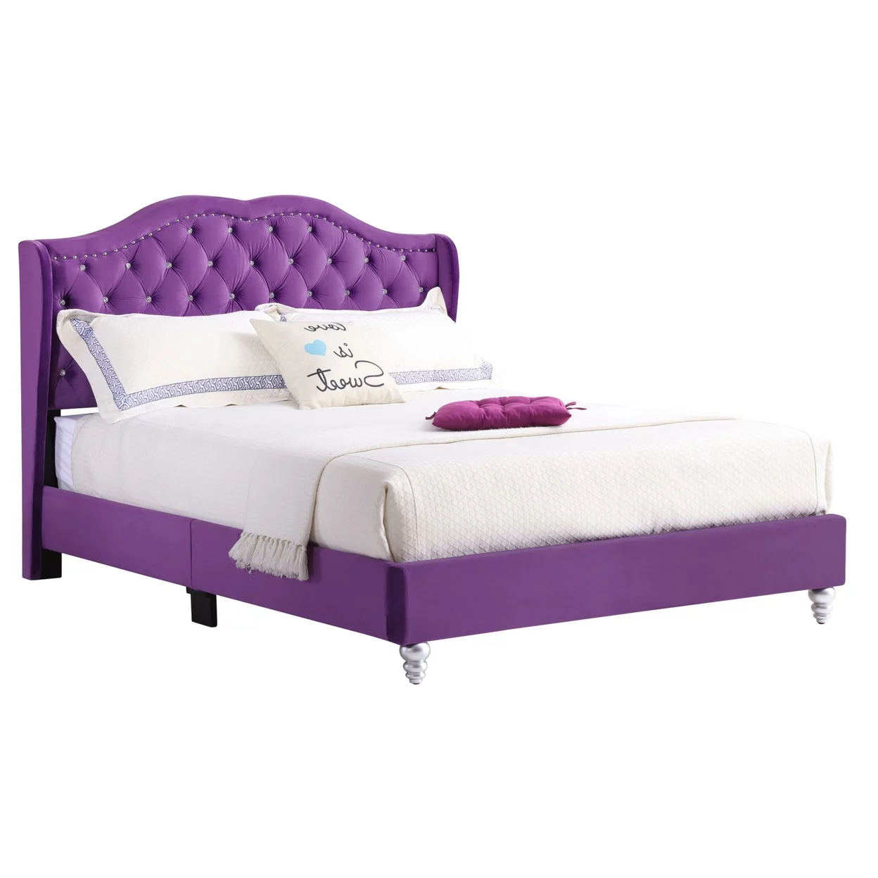 Home Bedroom Furniture Joy Jewel Purple Tufted Full Panel Bed