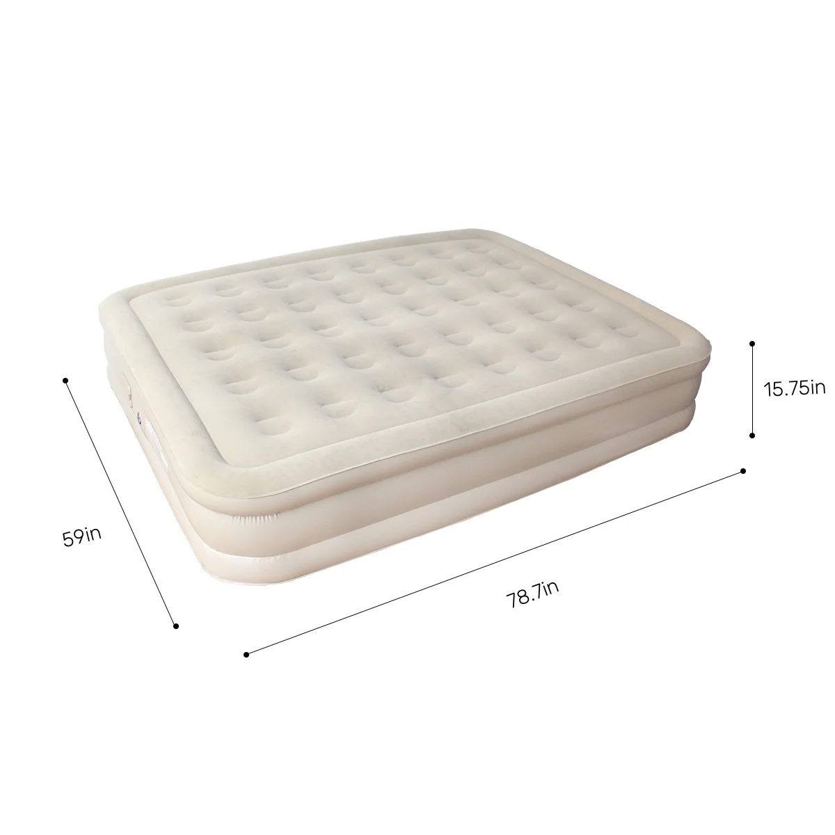 Inflatable Queen Air Mattress with Built-in Pump, 16in Twin Elevated Durable Air Bed 660lb Max, Grey