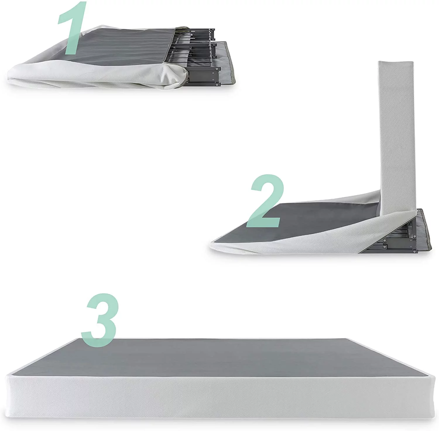 YGDU No Assembly Metal Box Spring / 7.5 Inch White Mattress Foundation / Sturdy Metal Structure, Full