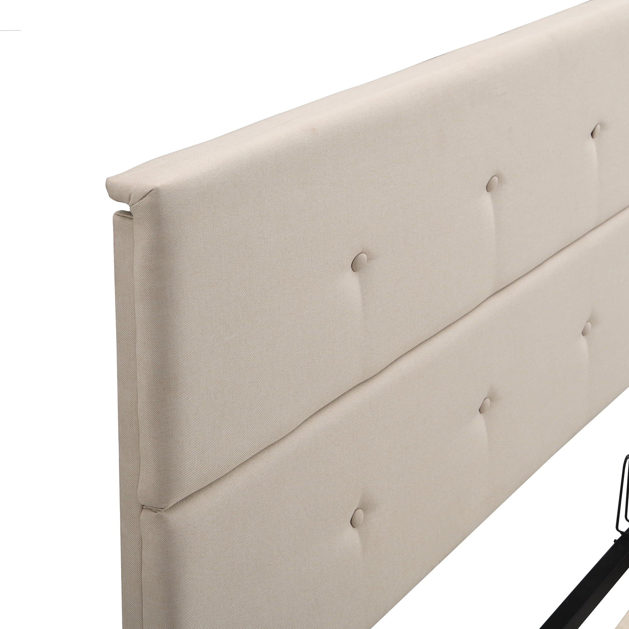 Dawn Whisper Upholstered Platform Bed with Underneath Storage, Queen Size, Beige