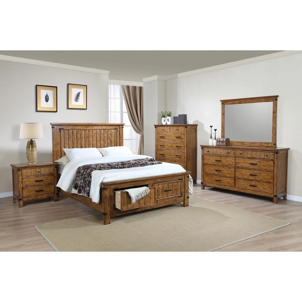 Coaster Furniture Brenner Rustic Honey 4-piece Storage Bedroom Set Full