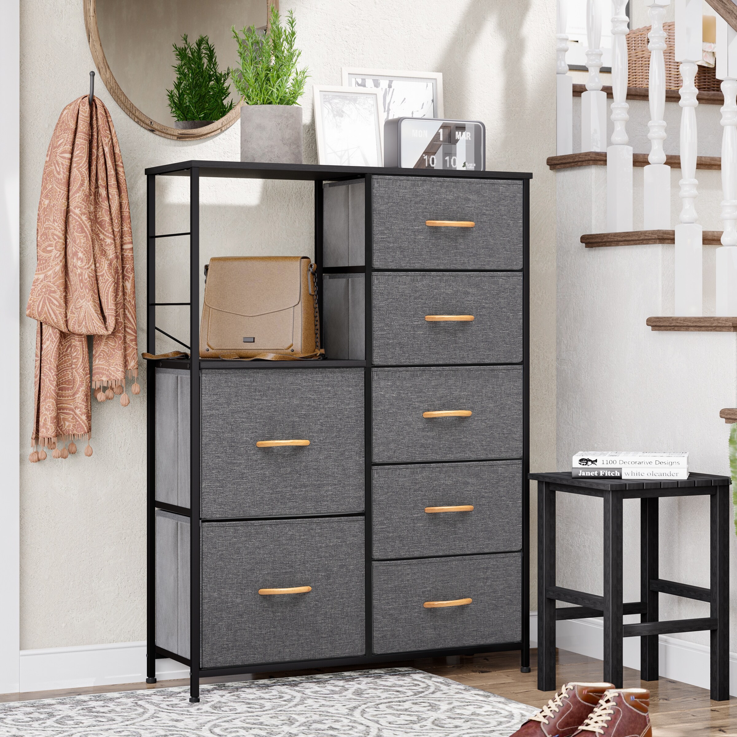 Crestlive Products 7 Drawers Vertical Chest Dresser Storage Tower Grey