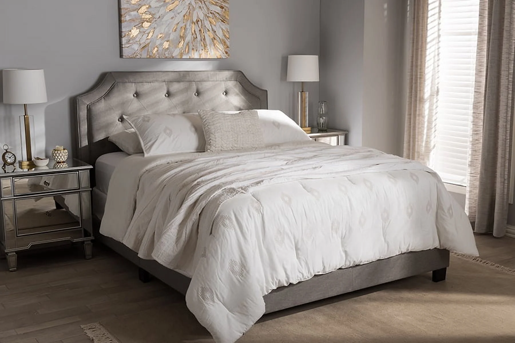 Baxton Studio Willis Light Grey Fabric Upholstered Full Size Bed